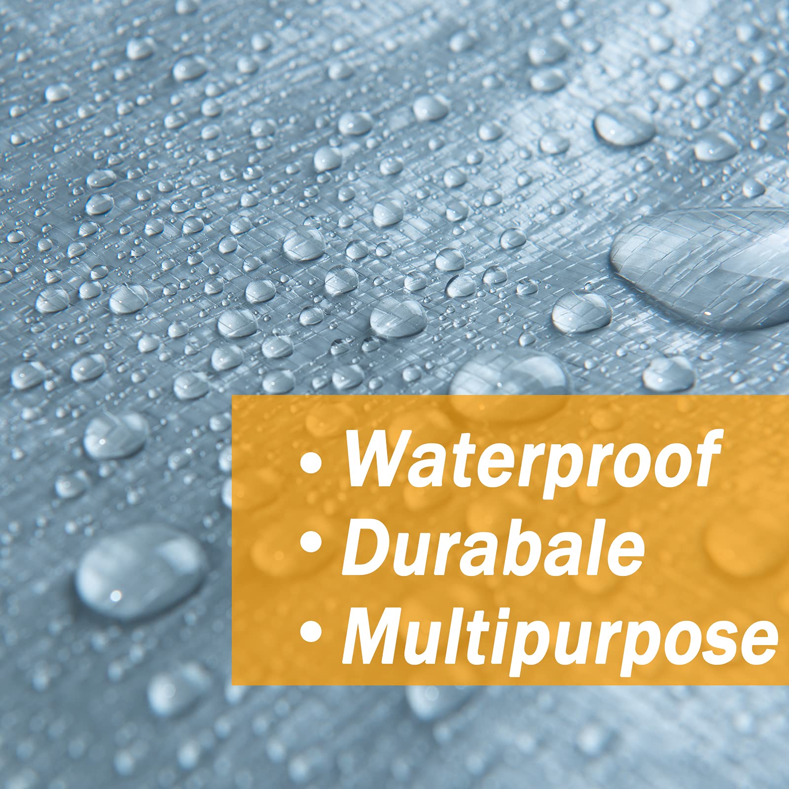 Heavy Duty Waterproof Tarps 50X50ft - Silver Poly Cover for Roof, Camping, Outdoor, Patio - Weatherproof Protection for Construction, RV, Boat & Emergency Use