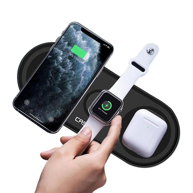 3-in-1 Fast Wireless Charging Pad for iPhone, Samsung & AirPods - Qi-Certified Stand for Bedside, Office & Car Use