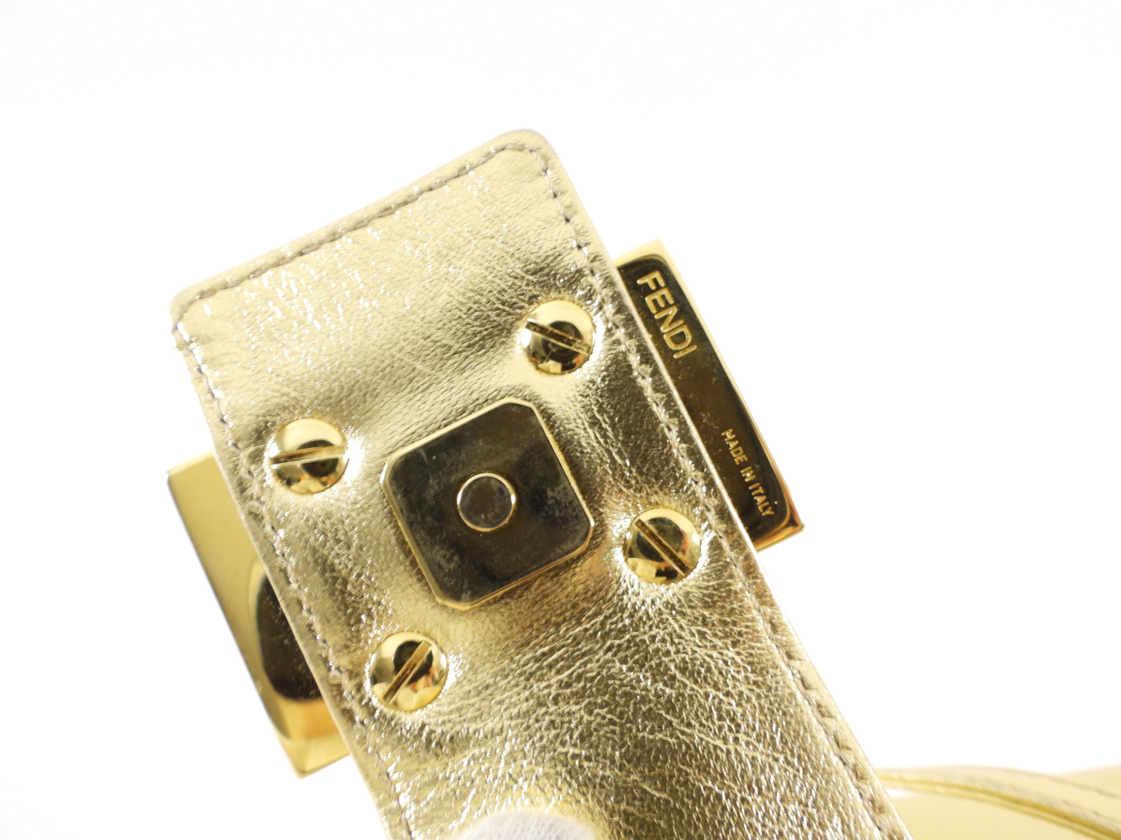 Fendi Vintage 1990s Gold Leather Crystal Baguette Box Bag - Luxury Designer Shoulder Bag for Women, Perfect for Evening Parties & Special Occasions