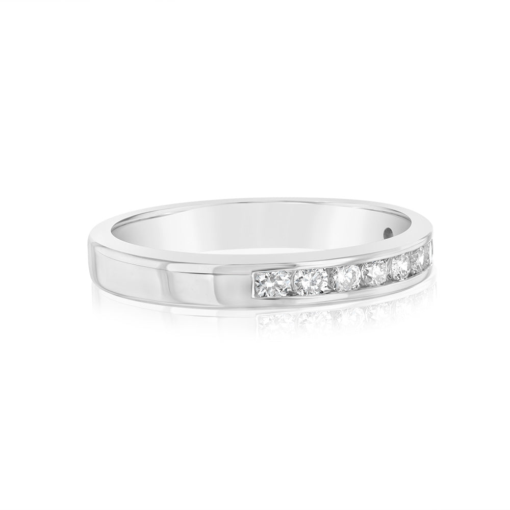 9ct White Gold 1/3 Carat Diamond Eternity Ring with 10 Brilliant Cut Diamonds | Wedding Band, Anniversary Gift, Engagement Ring for Women | Perfect for Proposals, Bridal Jewelry & Special Occasions