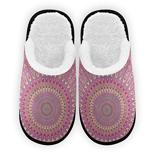 **Pink Mandala Slippers for Men & Women - Plush Fleece Lined Indoor/Outdoor House Shoes - Warm & Comfortable for Home, Spa, and Relaxation**