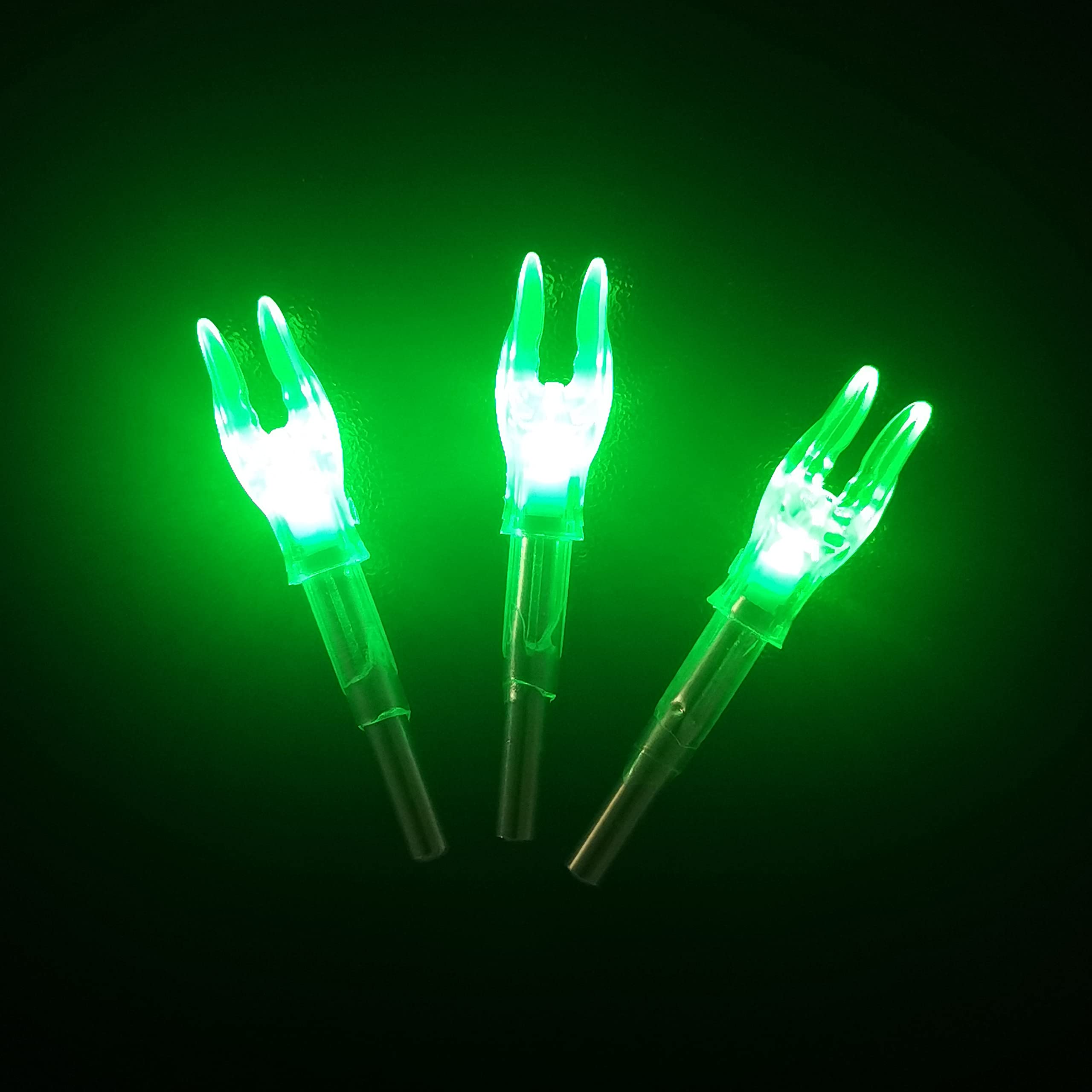 Green LED Lighted Archery Nock for Arrows - 6 Pack with Screwdriver - Fits .204