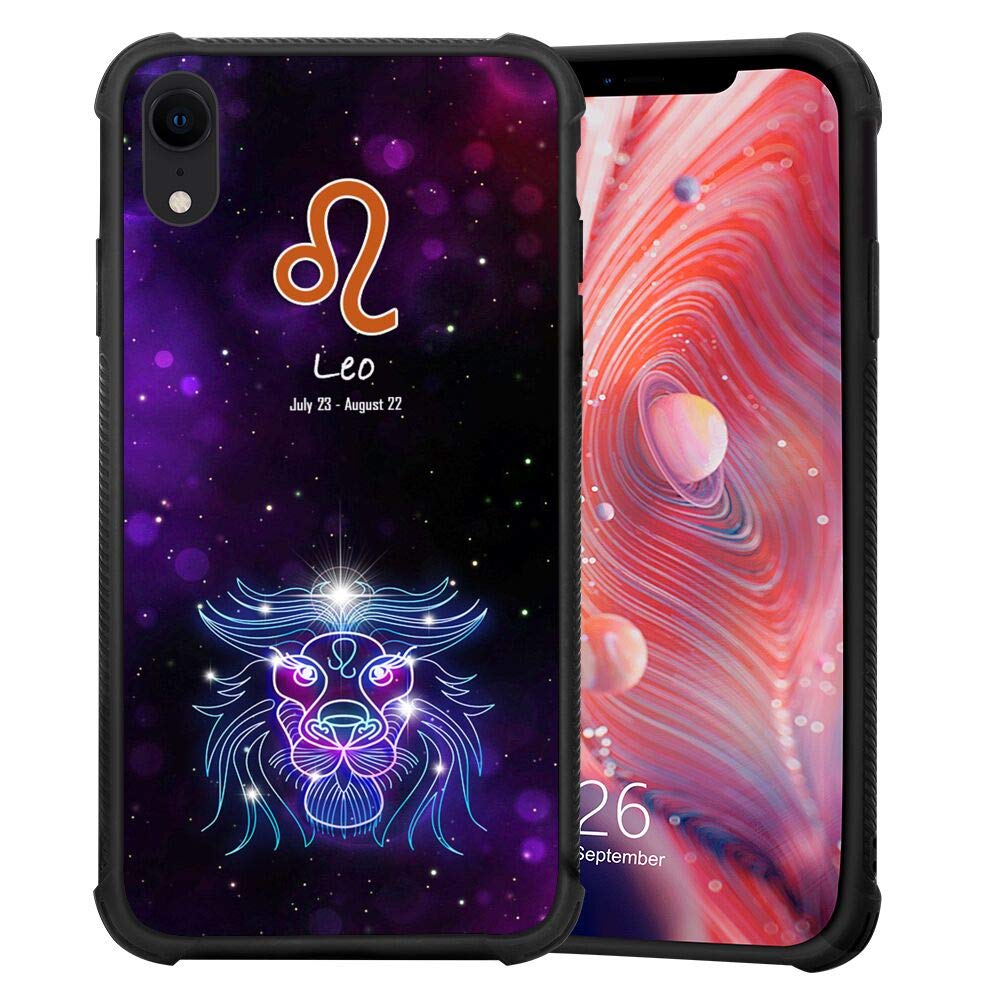 iPhone XR Case (2018, 6.1 Inch) - Shockproof PC + TPU Bumper Protective Cover with Constellation Zodiac Leo Design | Non-Slip Grip | Perfect for Everyday Use, Travel & Outdoor Activities