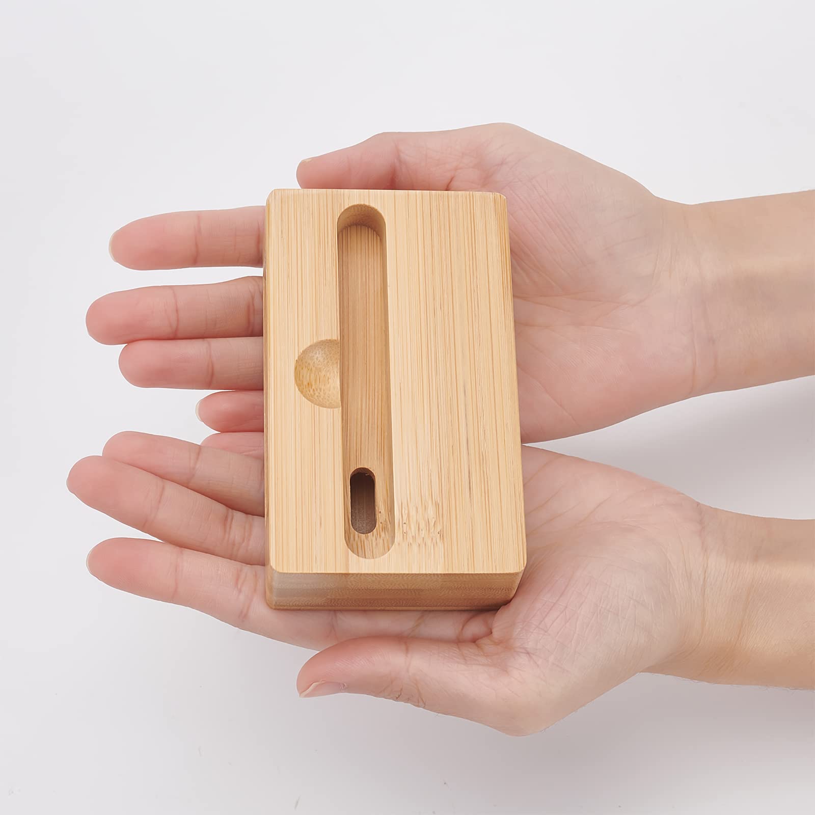WEBEEDY 2-Pack Bamboo Phone Stand Amplifier - Portable Desktop Cell Phone Holder for iPhone & Android - Perfect for Office, Home, Watching Videos & Video Calls