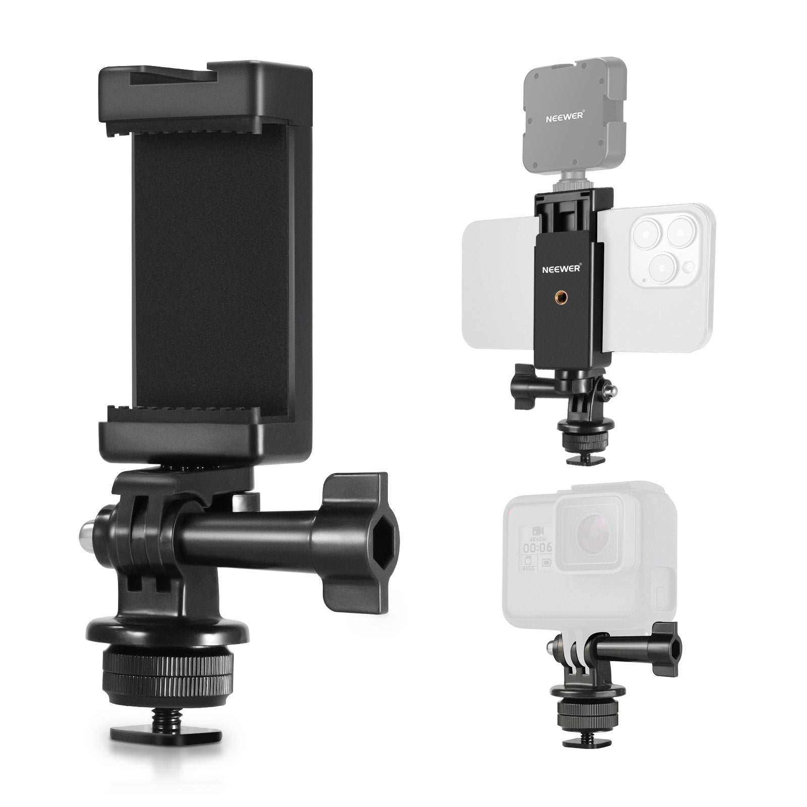NEEWER Universal Smartphone Holder with Hot Shoe Mount Adapter Kit for DSLR Cameras - Perfect for Vlogging, Live Streaming & Photography
