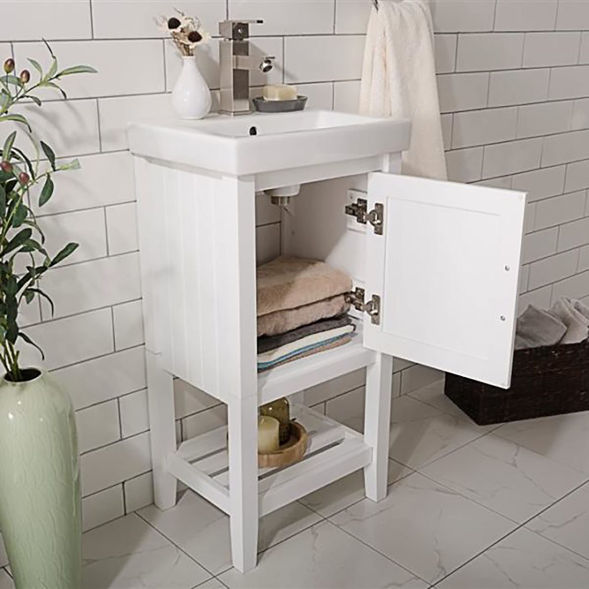 Legion Furniture 18-inch White Bathroom Vanity with Sink - Perfect for Small Bathrooms, Powder Rooms & Apartment Renovations