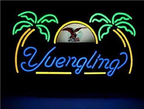 Yuengling Eagle Lager Palm Tree Neon Sign - 17x14 Inch Handmade Glass Beer Bar Light for Pub, Man Cave & Home Decor - Vintage Neon Beer Sign (Various Sizes Available) - Perfect for Bars, Game Rooms & Outdoor Patios