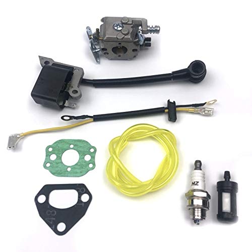 Husqvarna 136 137 141 142 36 41 Chainsaw Carburetor Gasket & Ignition Coil Repair Kit - Compatible with Zama & Walbro - Power Tool Replacement Parts for DIY Chainsaw Maintenance & Repair