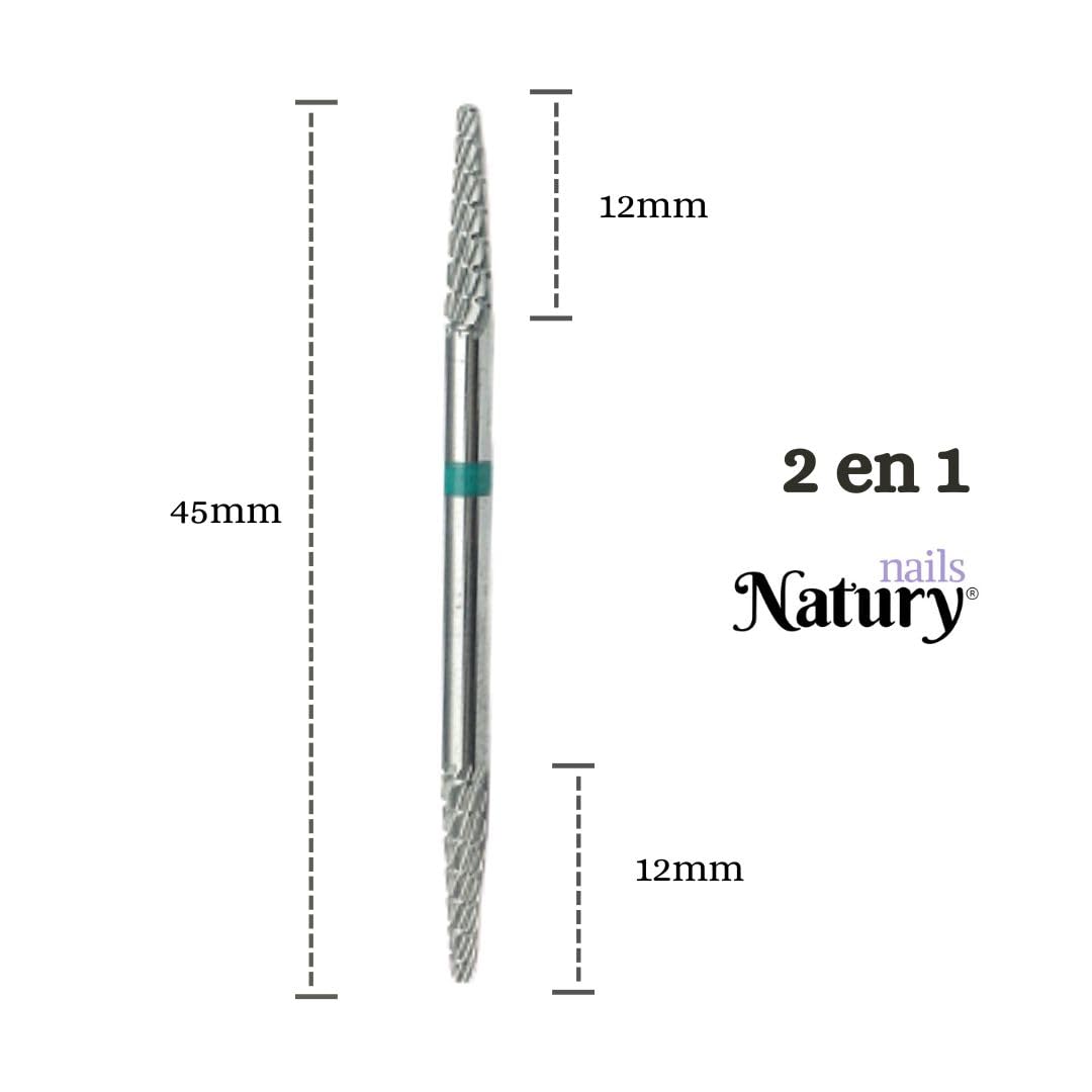 Natury Nails 2-in-1 Tungsten Carbide Drill Bit for Nail Lathe - Double Tip Manicure & Pedicure Tool for Acrylic & Gel Nails - Coarse Grain Rotary Drill Bit - Perfect for Salon Professionals & Home Nail Care