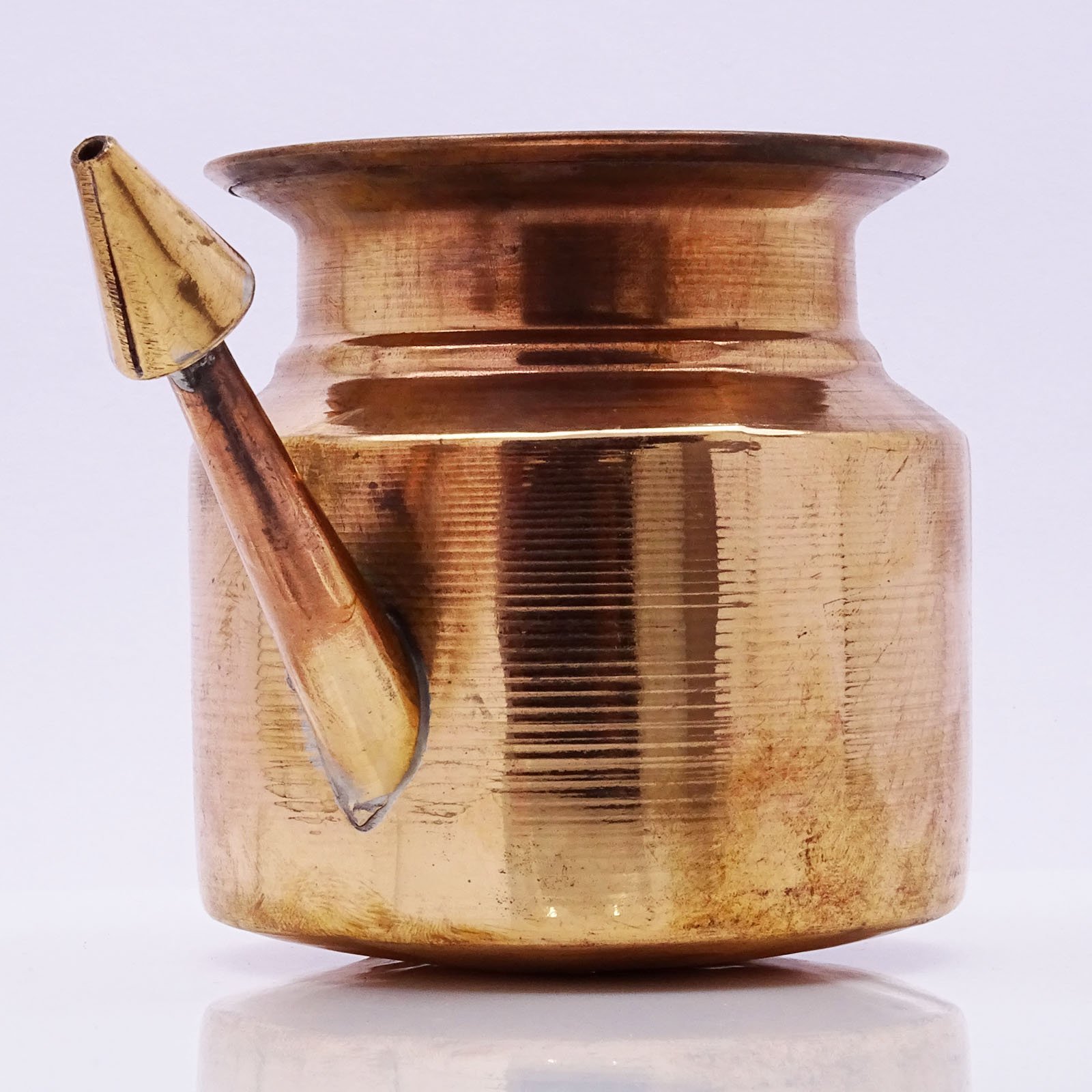 Authentic Pure Copper Neti Lota Ramjhara Prayer Kalash - Traditional Hindu Pooja Pot for Religious Ceremonies & Home Altar Decor