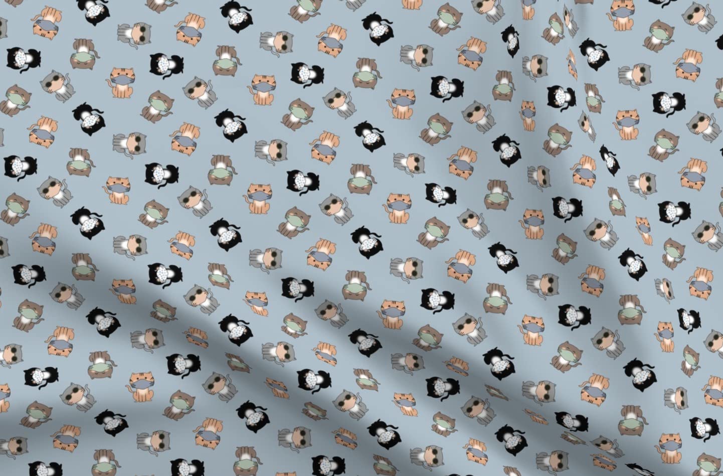 Cool Cats Printed Fleece Fabric Fat Quarter by Spoonflower - Soft & Cozy for DIY Sewing Projects, Blankets, Loungewear & No-Sew Crafts - Perfect for Baby Blankets, Pajamas & Home Decor