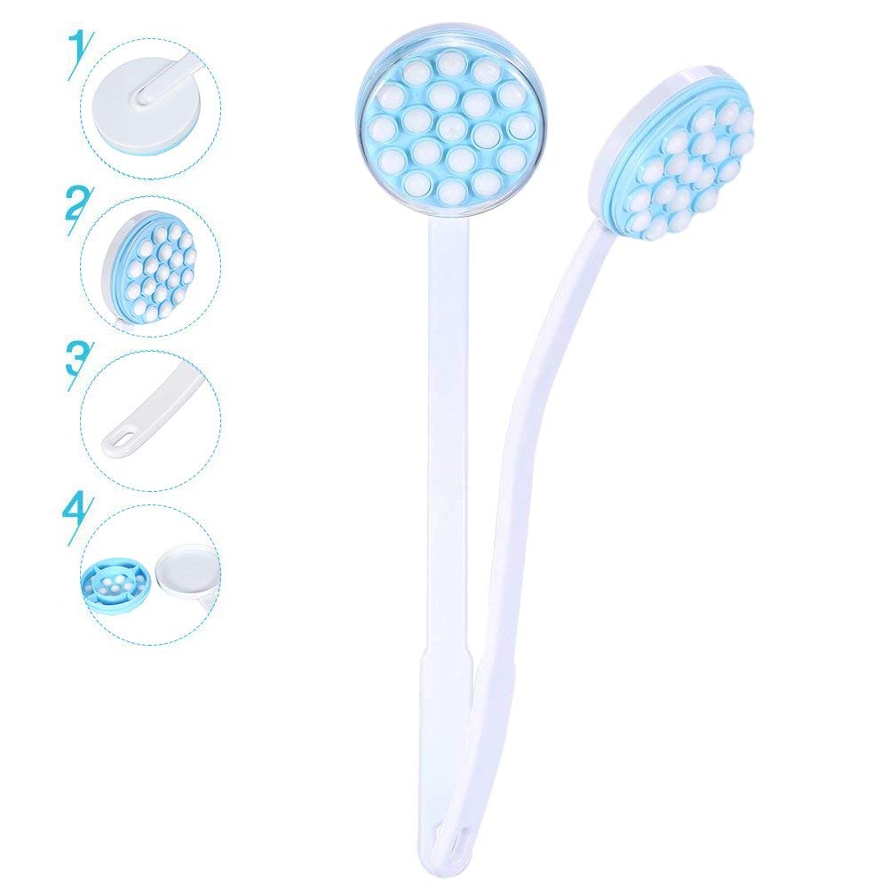 Long Handle Shower Scrubber & Back Brush - Exfoliating Bath Brush with Massage Bristles for Men & Women - Perfect for Applying Lotion, Oil & Cream - Ideal for Relaxing Spa Moments & Skin Exfoliation in Shower or Bathtub