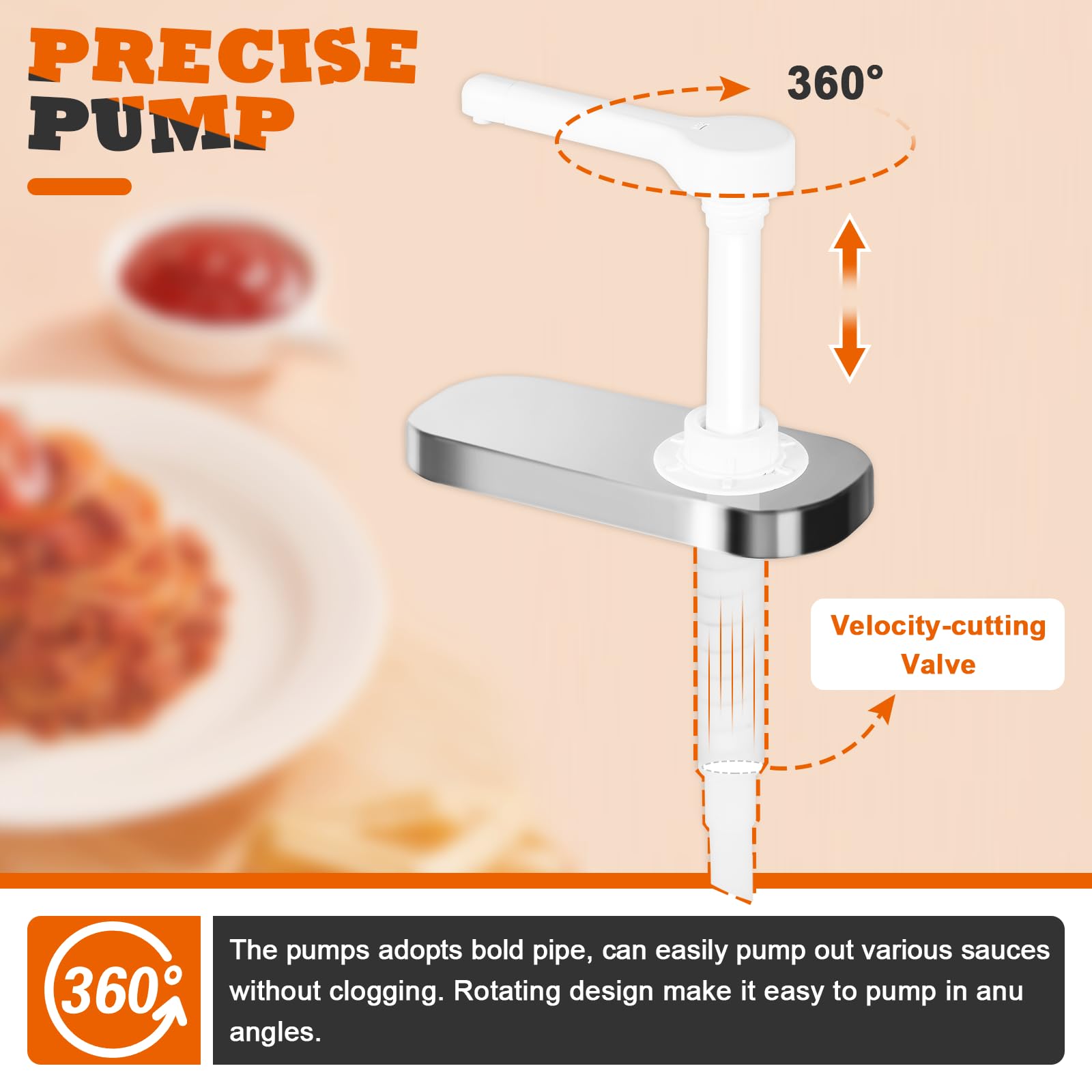 3.2 Quart Stainless Steel Condiment Pump Station - Sauce Dispenser with 3 (1.1 Quart) Jars for Restaurants, Cafes & Catering Events