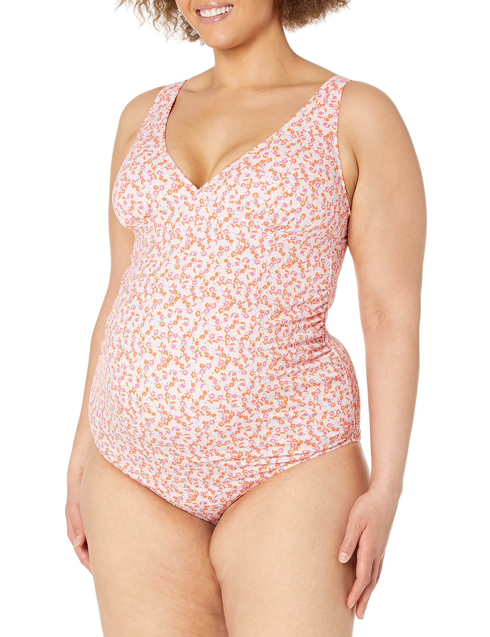 Amazon Essentials Women's Maternity V-Neck Swimsuit - Comfortable Stretchy One Piece Bathing Suit for Pregnancy - Perfect for Beach, Pool, and Summer Vacations