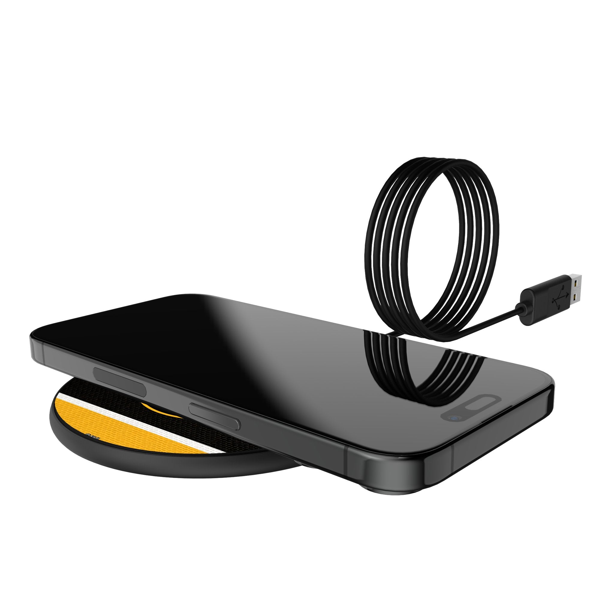 Boston Bruins Stripe 15W Fast Wireless Charger - NHL Team Logo Qi-Certified Charging Pad for iPhone, Samsung, AirPods - Perfect for Home, Office & Car Use