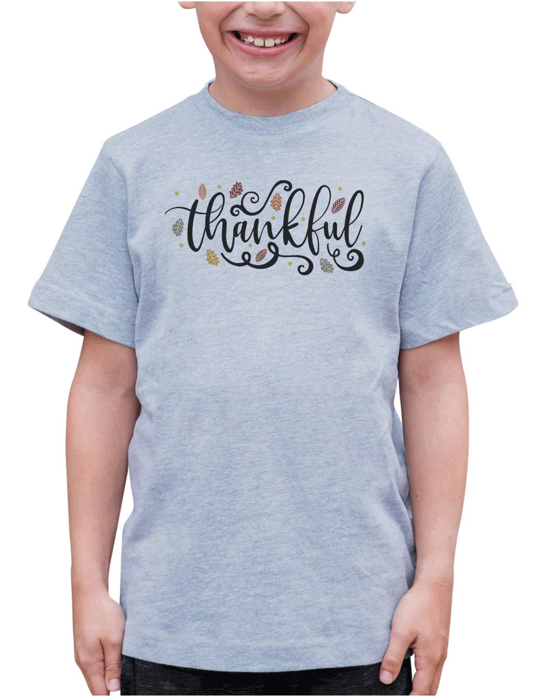 7 ate 9 Apparel Kids Thankful Script T-Shirt - Cute Thanksgiving Outfit for Boys & Girls - Perfect for Family Gatherings, Holiday Photos & School Events