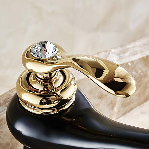Premium InArt Brass Single Lever Basin Mixer Tap - Bathroom Sink Faucet in Black Gold Finish | Modern Waterfall Spout for Vanity & Powder Room