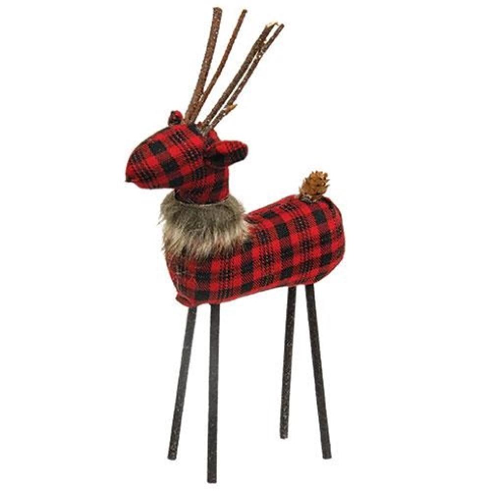 Festive Red and Black Plaid Reindeer Christmas Decor - Perfect for Holiday Home Decor, Party Supplies, and Seasonal Gifts