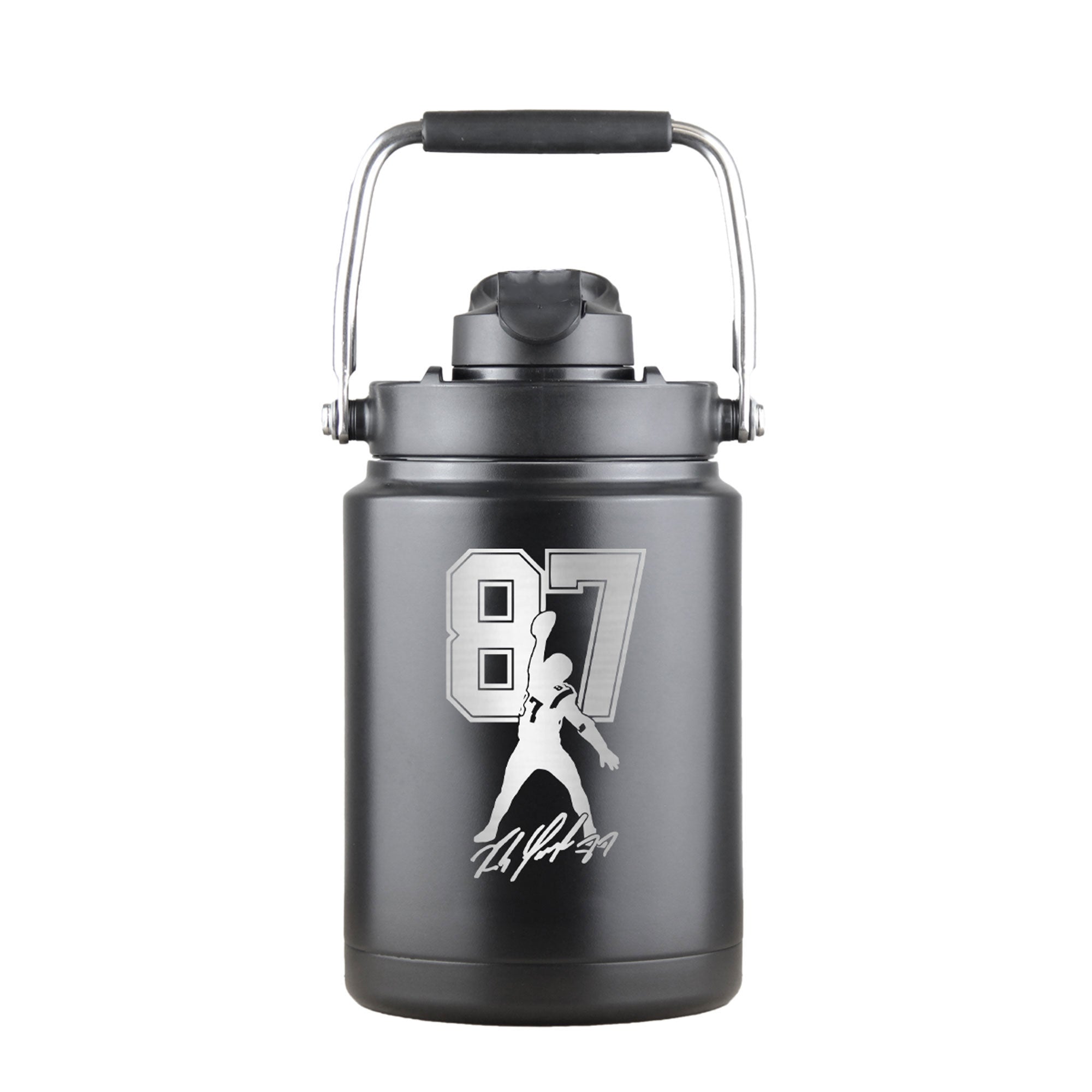 Gronk Signature Edition Half Gallon Water Bottle - Large 64oz Insulated Stainless Steel Jug for Gym, Sports & Outdoor Activities - Leakproof & Durable for Workouts, Hiking & Camping