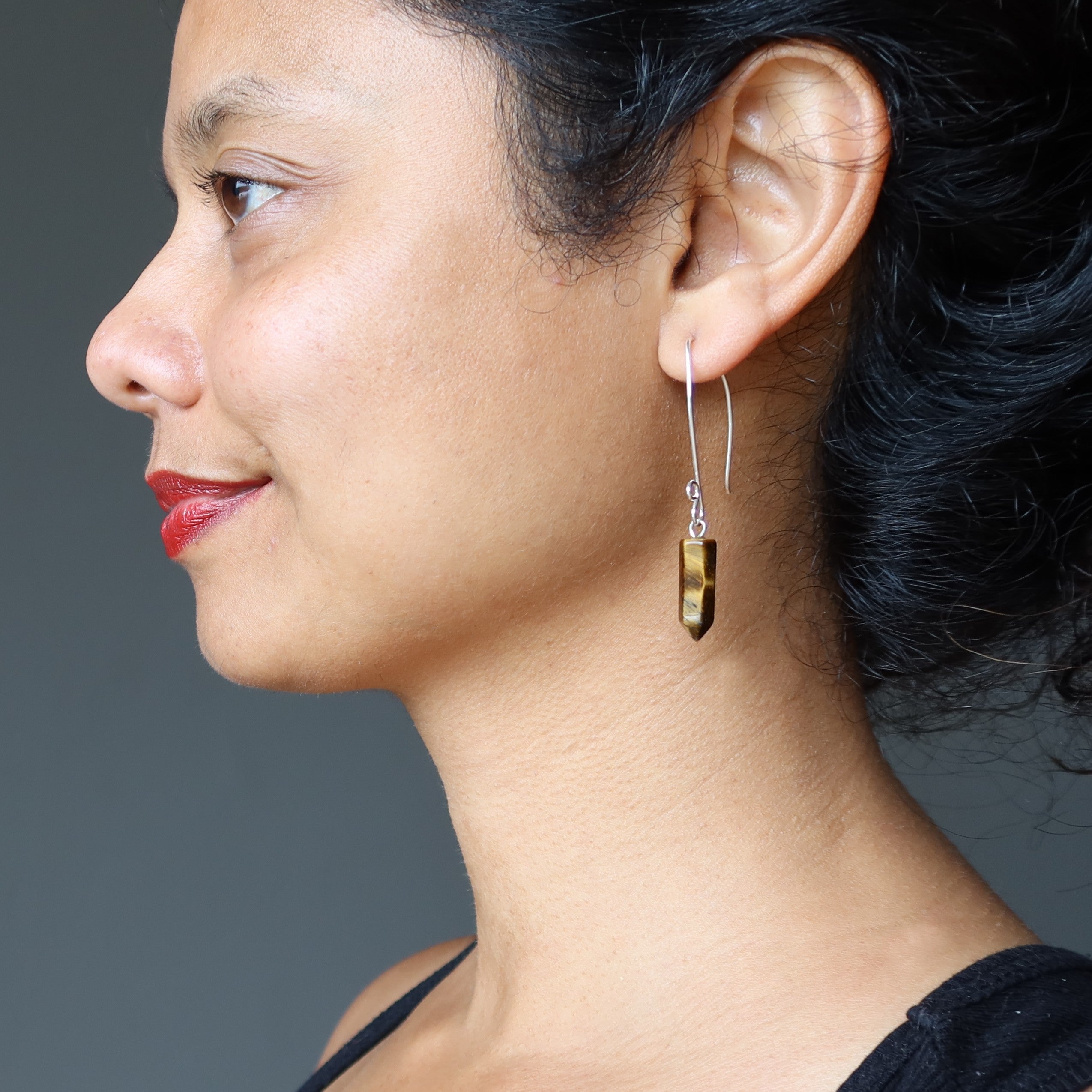 Tigers Eye Earrings - Handmade Hill Tribe Silver Jewelry for Women, Natural Stone Dainty Studs for Success & Good Luck | Perfect for Office Wear, Gifts & Spiritual Healing