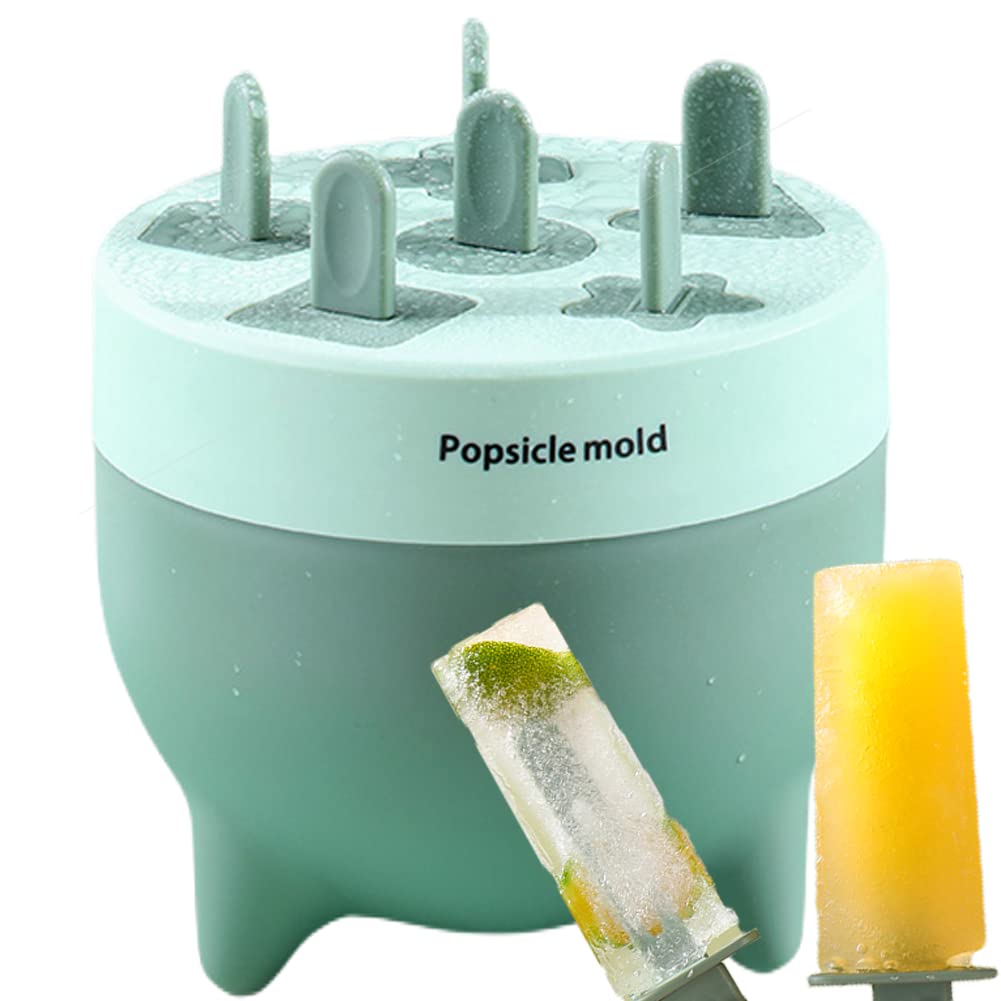 Best Reusable Ice Pop Molds 6 Pack - BPA Free Popsicle Makers for Kids & Adults - DIY Homemade Frozen Treats for Summer Parties, Picnics & Backyard BBQs (6PCS Green)