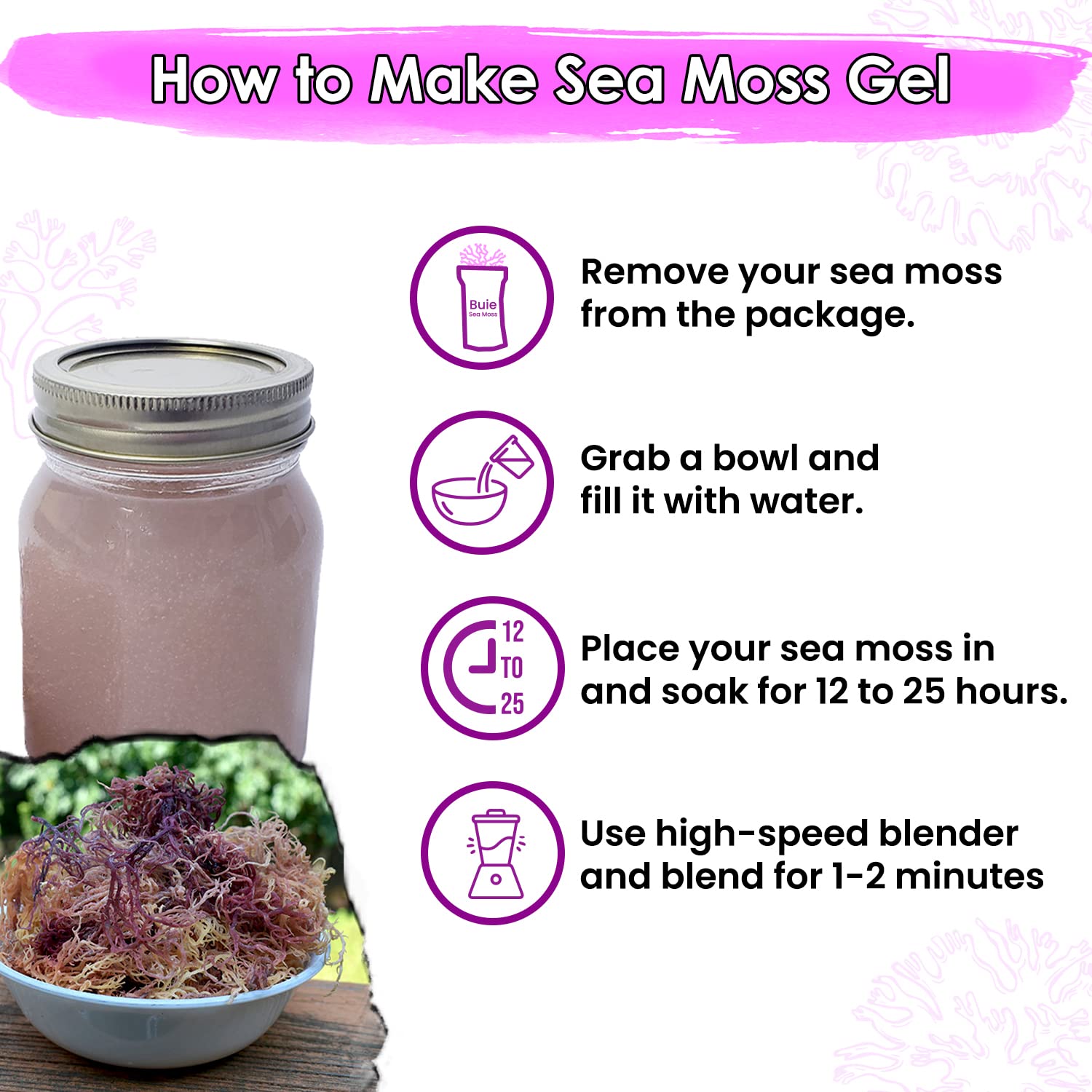 Pure Wildcrafted Purple Irish Sea Moss - Nutrient-Rich, Dr. Sebi Inspired, Makes 240+ oz Gel | Sun-Dried Raw Seaweed for Health & Wellness (16 oz) | Perfect for Smoothies, Face Masks & Immune Support