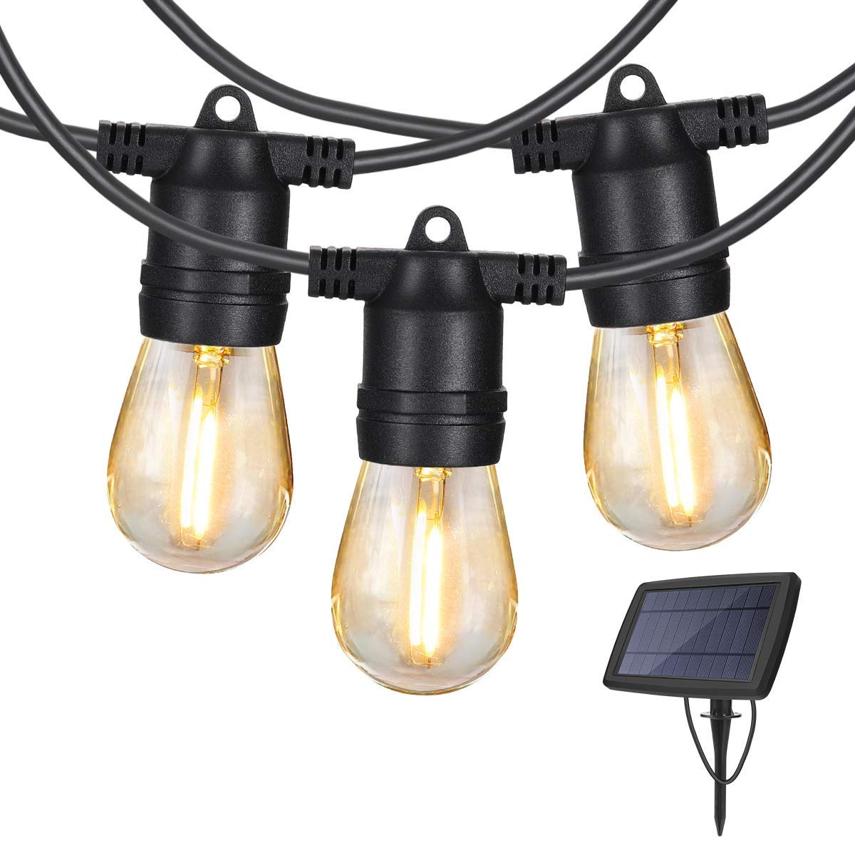 48FT Solar Outdoor LED String Lights - 15 LED Waterproof Fairy Lights for Patio, Porch, Deck, Garden & Party Decor | Weatherproof & Energy Saving