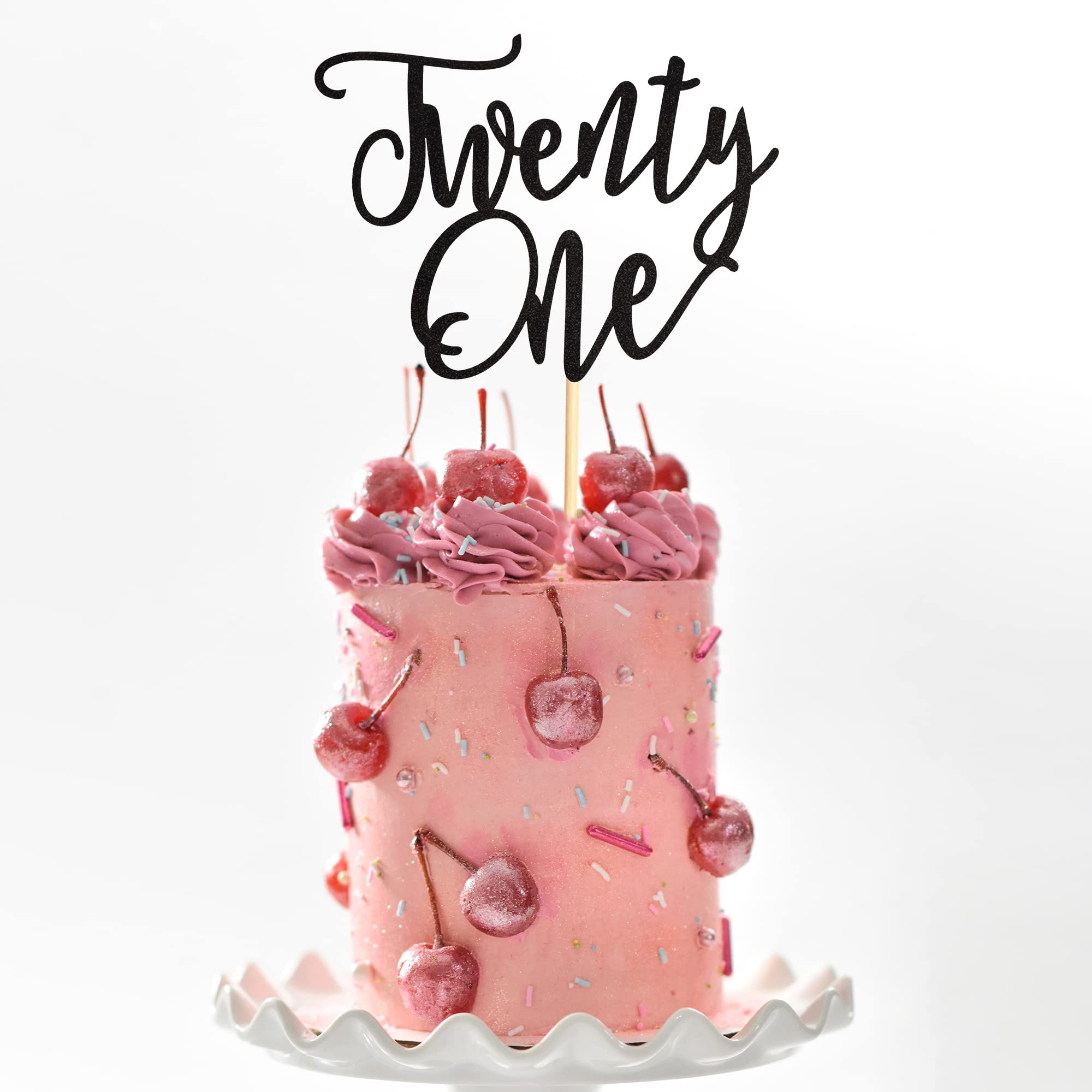 21st Birthday Cake Topper - Black Glitter 21 Cake Decorations for Happy Birthday Party, Wedding Anniversary Celebration | Perfect for 21st Birthday Cakes, Cupcakes, and Dessert Tables