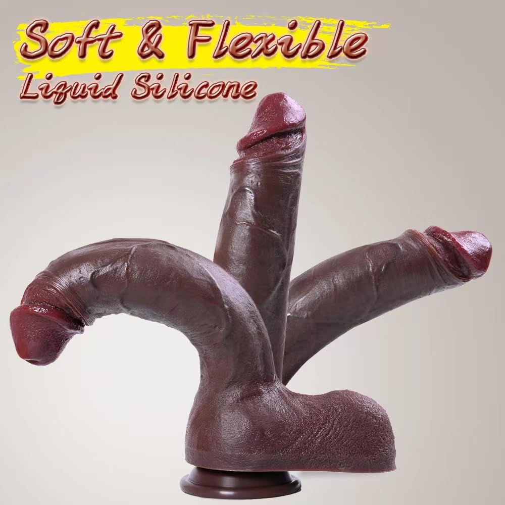 Premium 8.66 Inch Realistic Skin-Like Silicone Dildo with Strong Suction Cup - Lifelike Brown Adult Toy for Anal Play, Couples & Solo Pleasure - Perfect for Bedroom Fun, BDSM & Spicing Up Your Sex Life