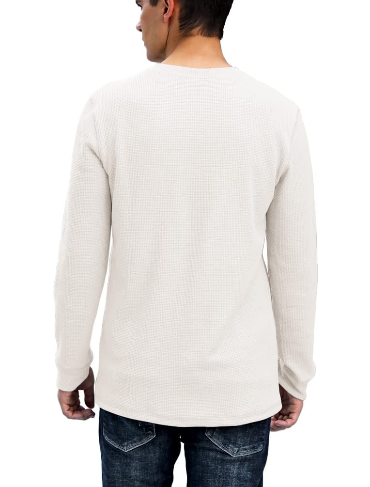 Men's Waffle Long Sleeve Henley Shirt - Soft Thermal Casual Button-Up Top for Fall & Winter Layering | Perfect for Outdoor Activities, Date Nights & Workwear