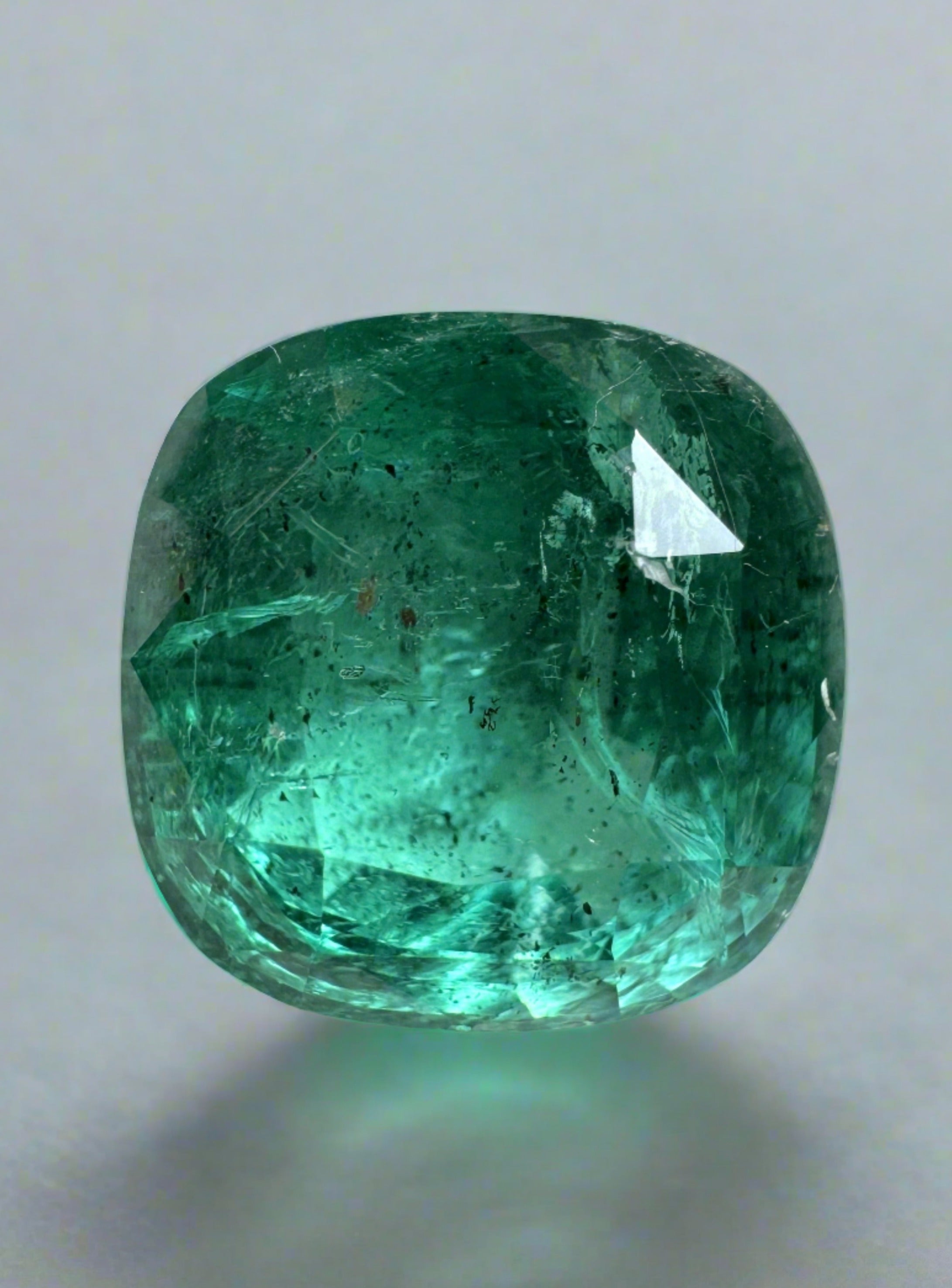 12.5x12.5mm 9.12 Carat Natural Zambian Emerald - Earthy Green Loose Gemstone, Round Cushion Cut for Jewelry Making, Engagement Rings & Collector's Pieces