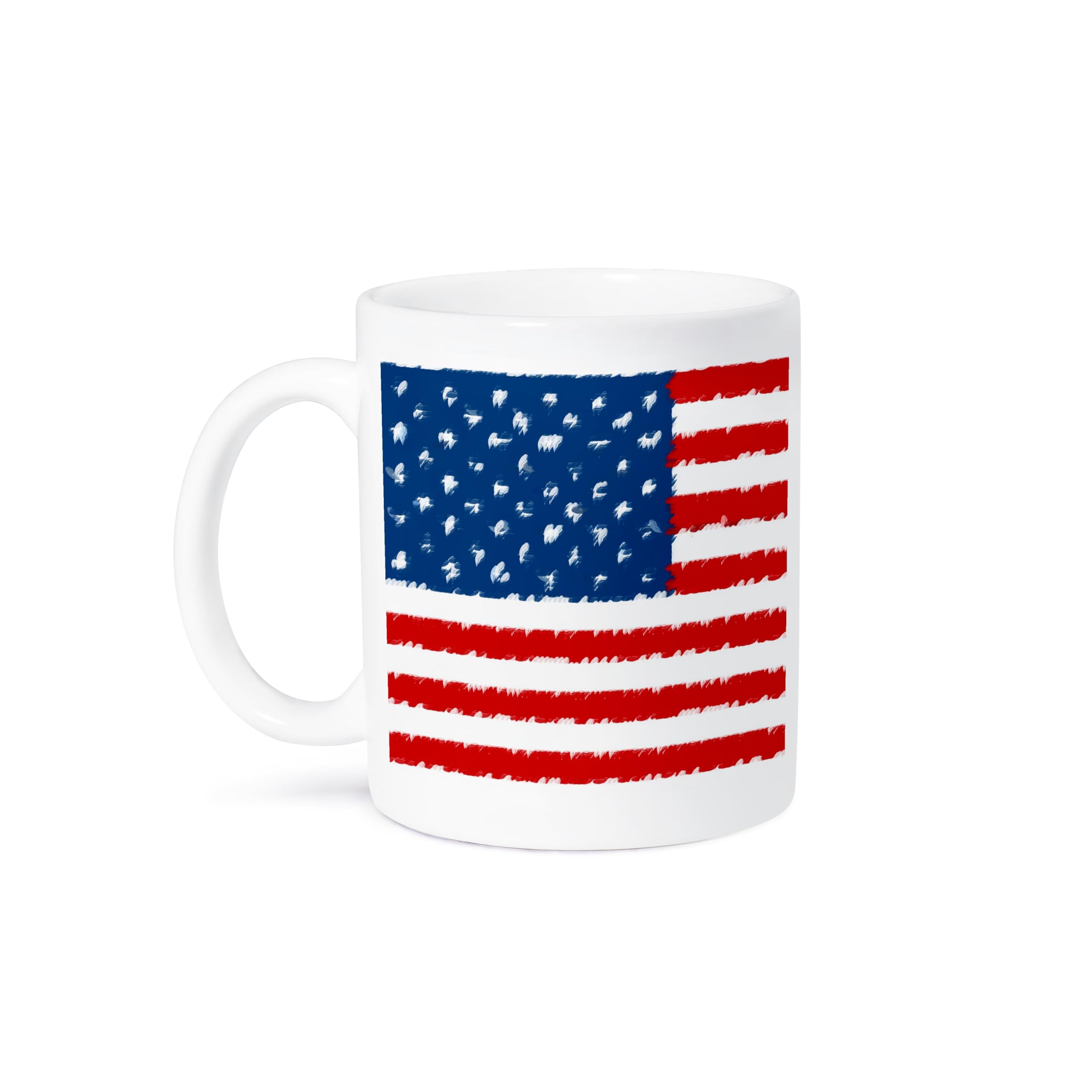 3D Rose Painted American Flag Patriotic Art USA Ceramic Coffee Mug - 15 oz, Ideal for Home, Office & Gifts - Perfect for 4th of July, Memorial Day & Veterans Day Celebrations