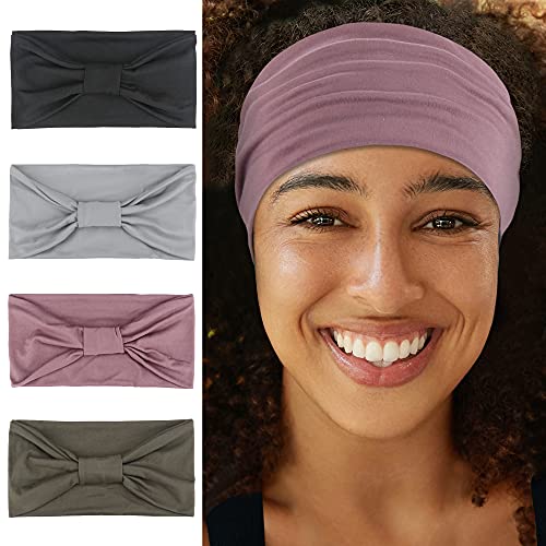 Non-Slip Stretchy Wide Headbands for Women - Comfortable Workout & Sports Headbands for Running, Yoga, Gym & Active Lifestyle