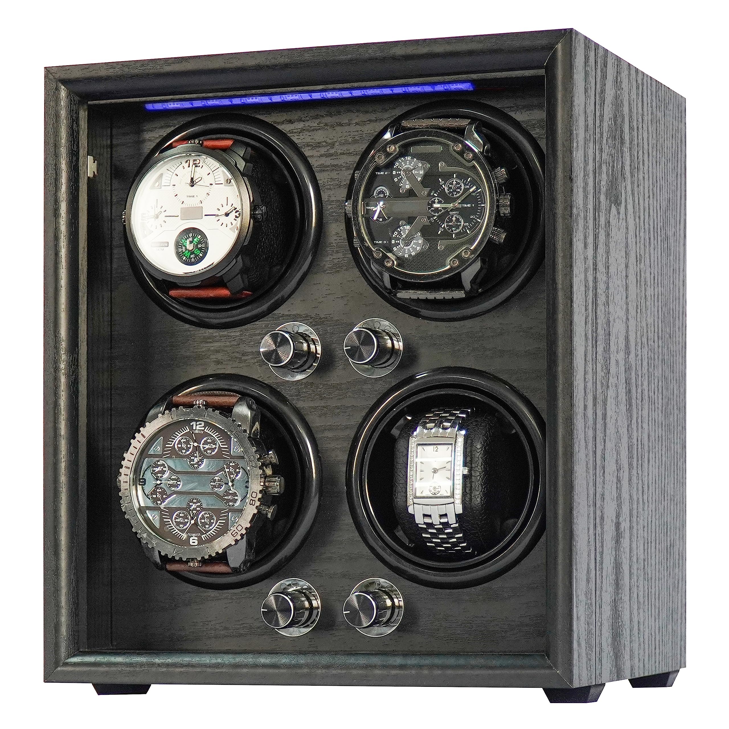 Oryx 4 Automatic Watch Winder - Wooden Case with 5 Modes & LED Light for Home/Office