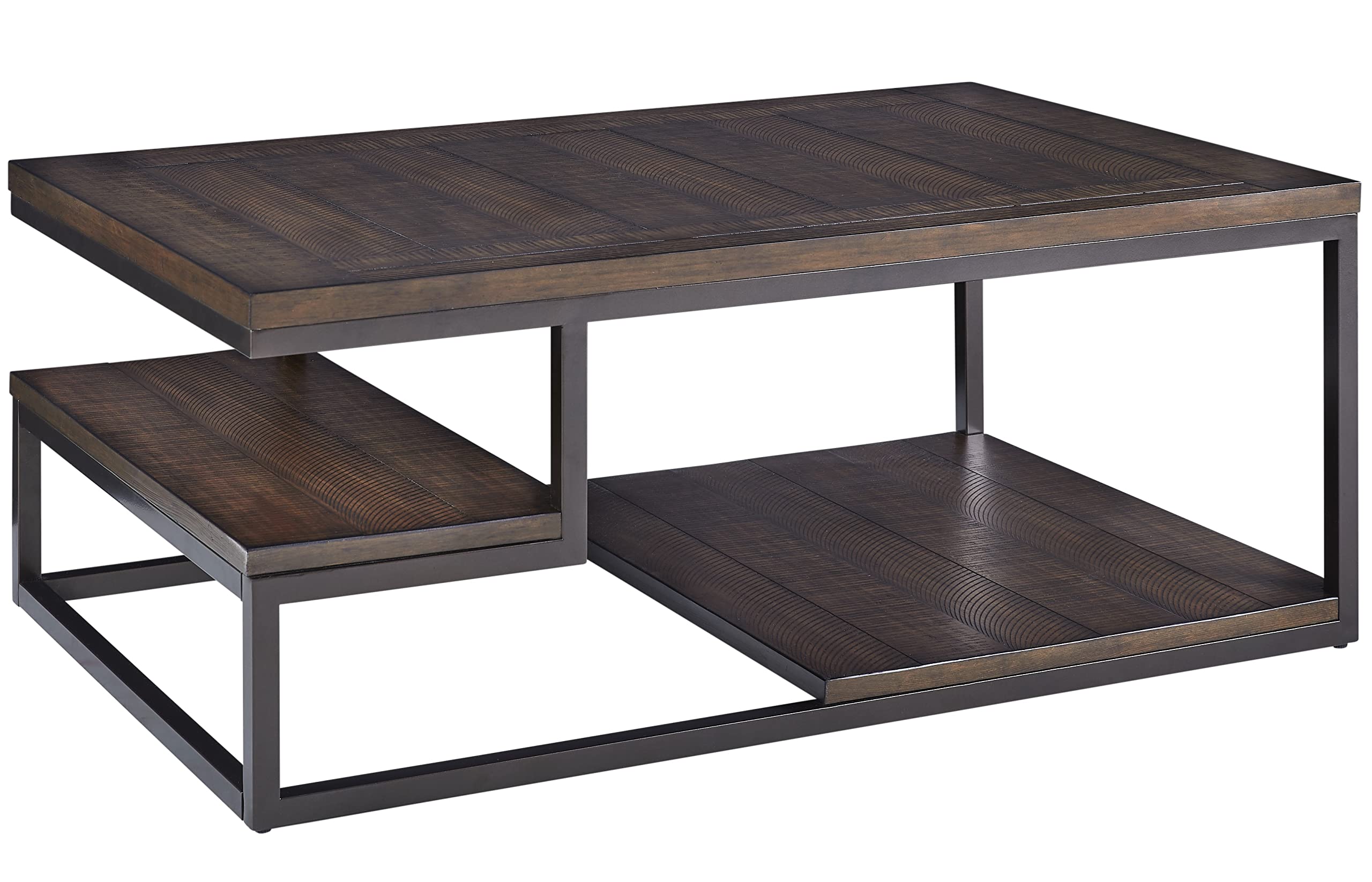 Progressive Furniture Lake Forest Rectangular Coffee Table in Cola Brown - Modern Living Room Centerpiece for Home Decor