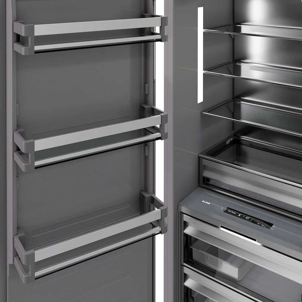 ZLINE Autograph Edition 24 Inch 12.4 Cu Ft Panel Ready Column Freezer with Graphite Gray Interior & Champagne Bronze Accents (RBCFVZ 24 CB) - Perfect for Home Bars, Basements & Commercial Kitchens