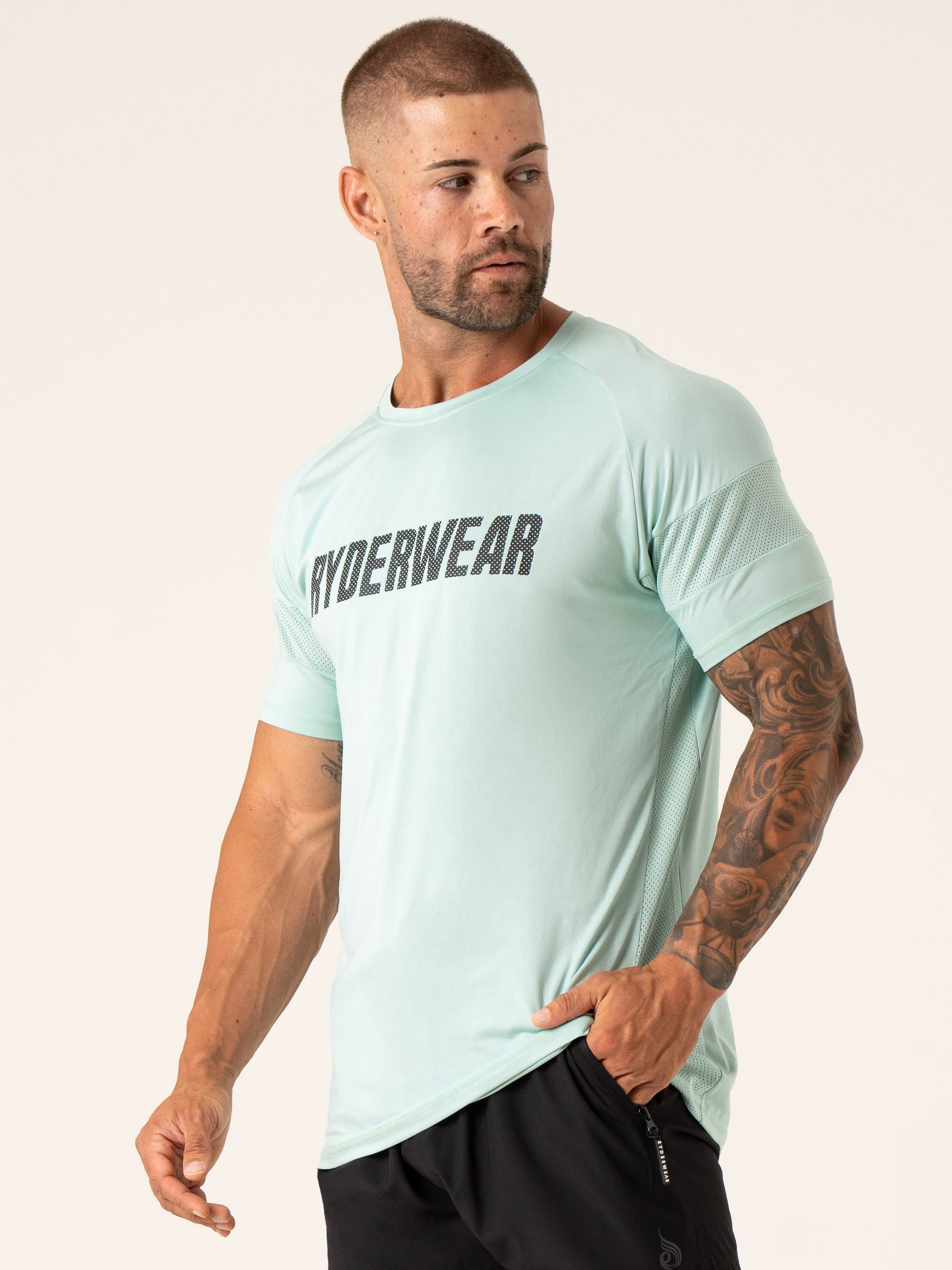 Breathable Flex Mesh T-Shirt for Men & Women - Lightweight Aqua Blue Performance Shirt for Running, Gym & Outdoor Activities