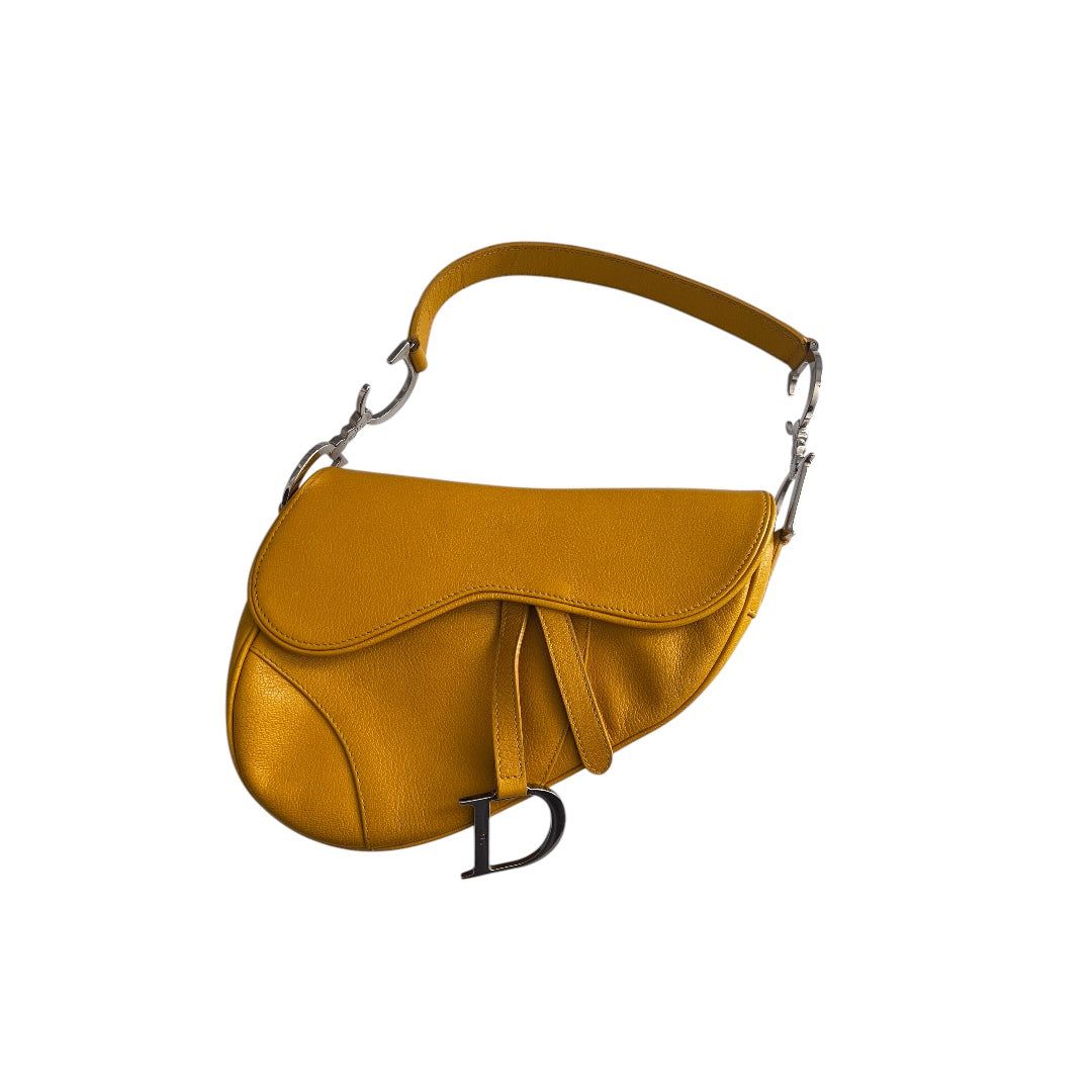 Dior Mustard Leather Saddle Bag for Women | Luxury Designer Handbag | Perfect for Work, Travel & Evening Events