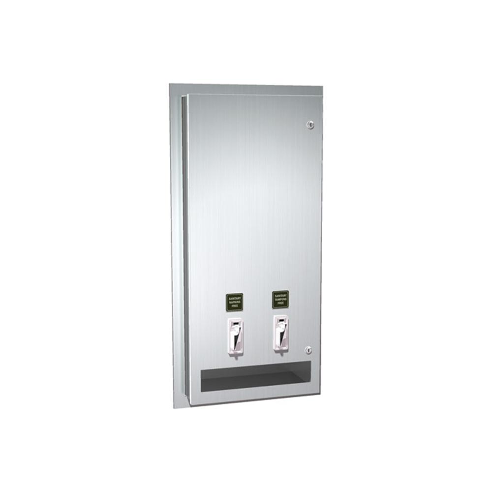 ASI 0864 Surface Mounted Sanitary Napkin & Tampon Dispenser - Satin Finish | Ideal for Restrooms, Offices, and Public Spaces