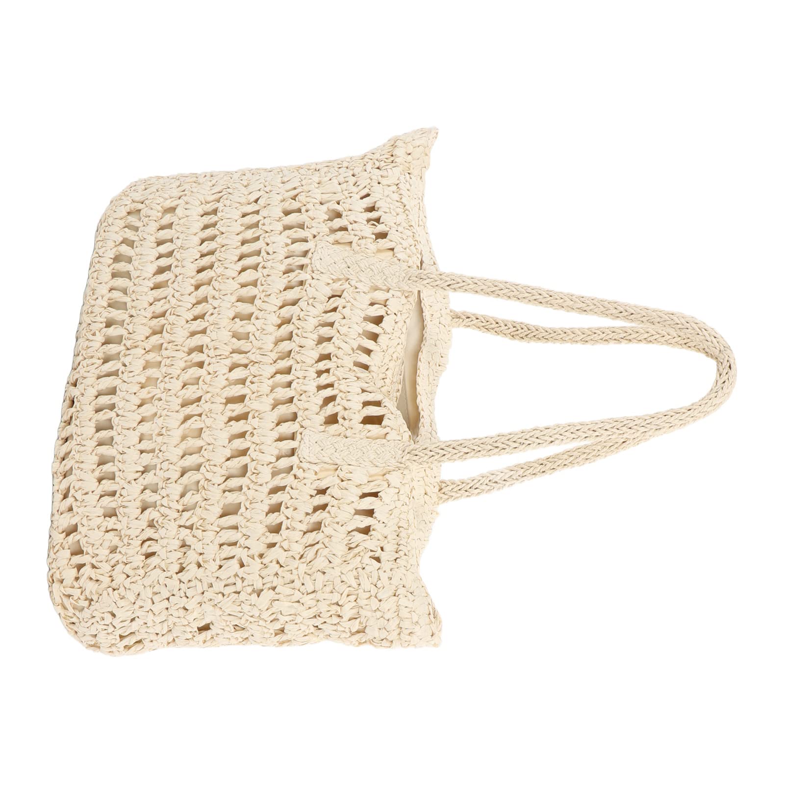 Vintage Woven Straw Beach Tote Bag - Large Handwoven Summer Shoulder Bag with Zipper Inner Pocket (Beige) | Perfect for Beach Vacations, Picnics, and Summer Outings