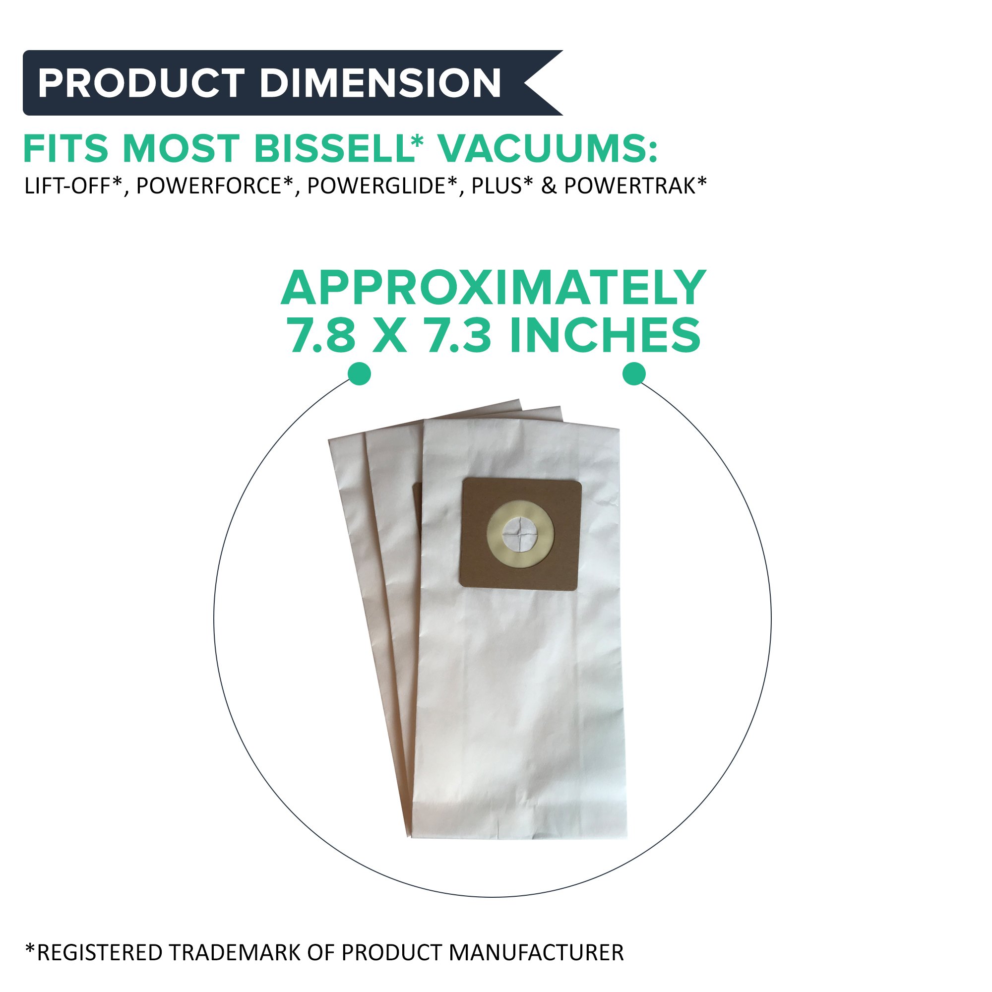 Crucial Vacuum Replacement Bags - 12 Pack - Compatible with Bissell Style 1, 4, 7 (Part #30861) - Fits Bissell Lift-Off, Powerforce, PowerGlide, Plus & Power Trak Series - Perfect for Home Cleaning & Pet Hair Removal