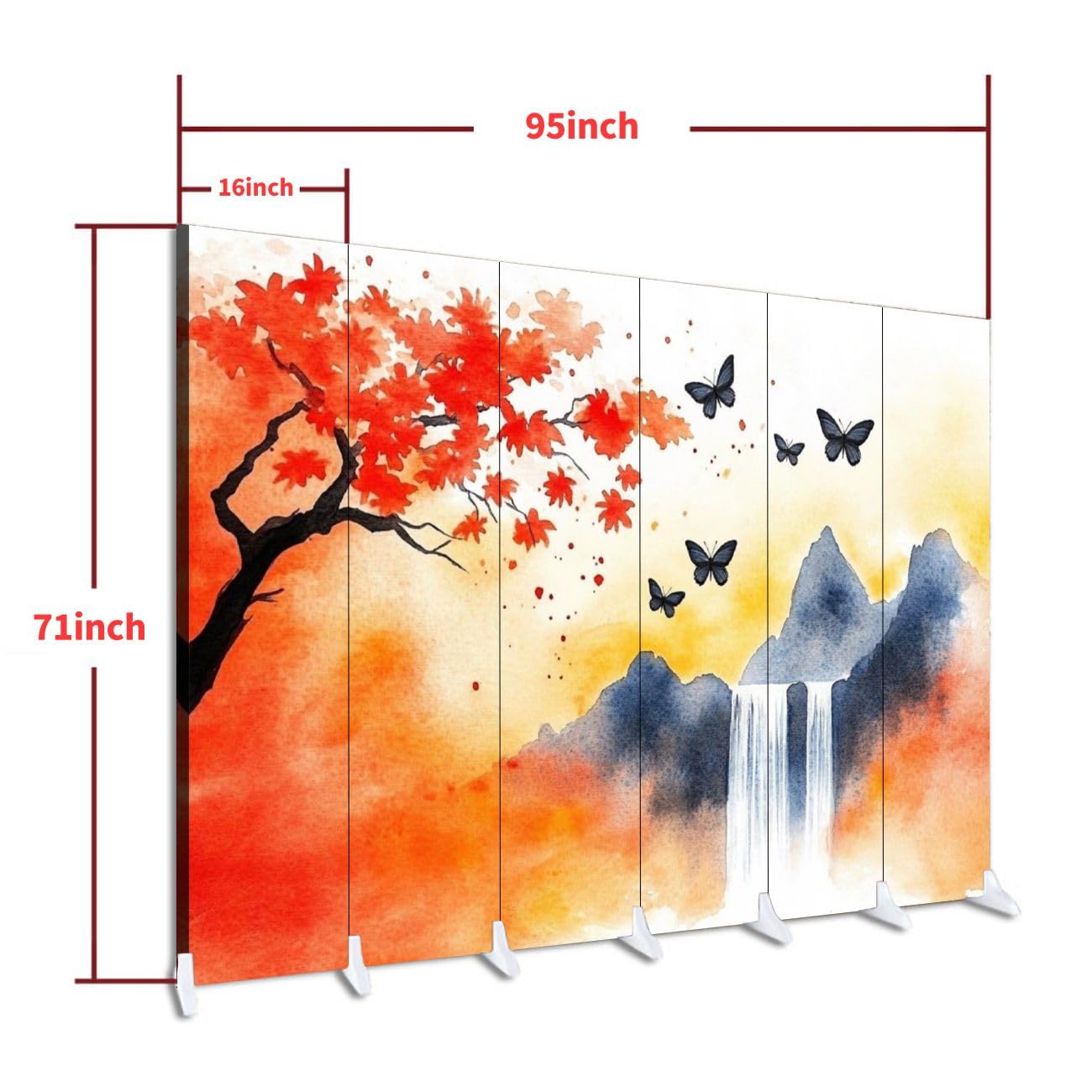 6-Panel Folding Room Divider - Forest Waterfall & Tropical Tree Nature Scenery Canvas Screen | Freestanding Privacy Partition for Bedroom, Office & Living Room | Indoor Space Separator & Decorative Protective Wall