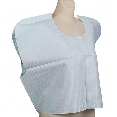 TIDI Choice Blue Disposable Medical Gowns - Pack of 100, Open Back Short Sleeve Patient Gowns (30