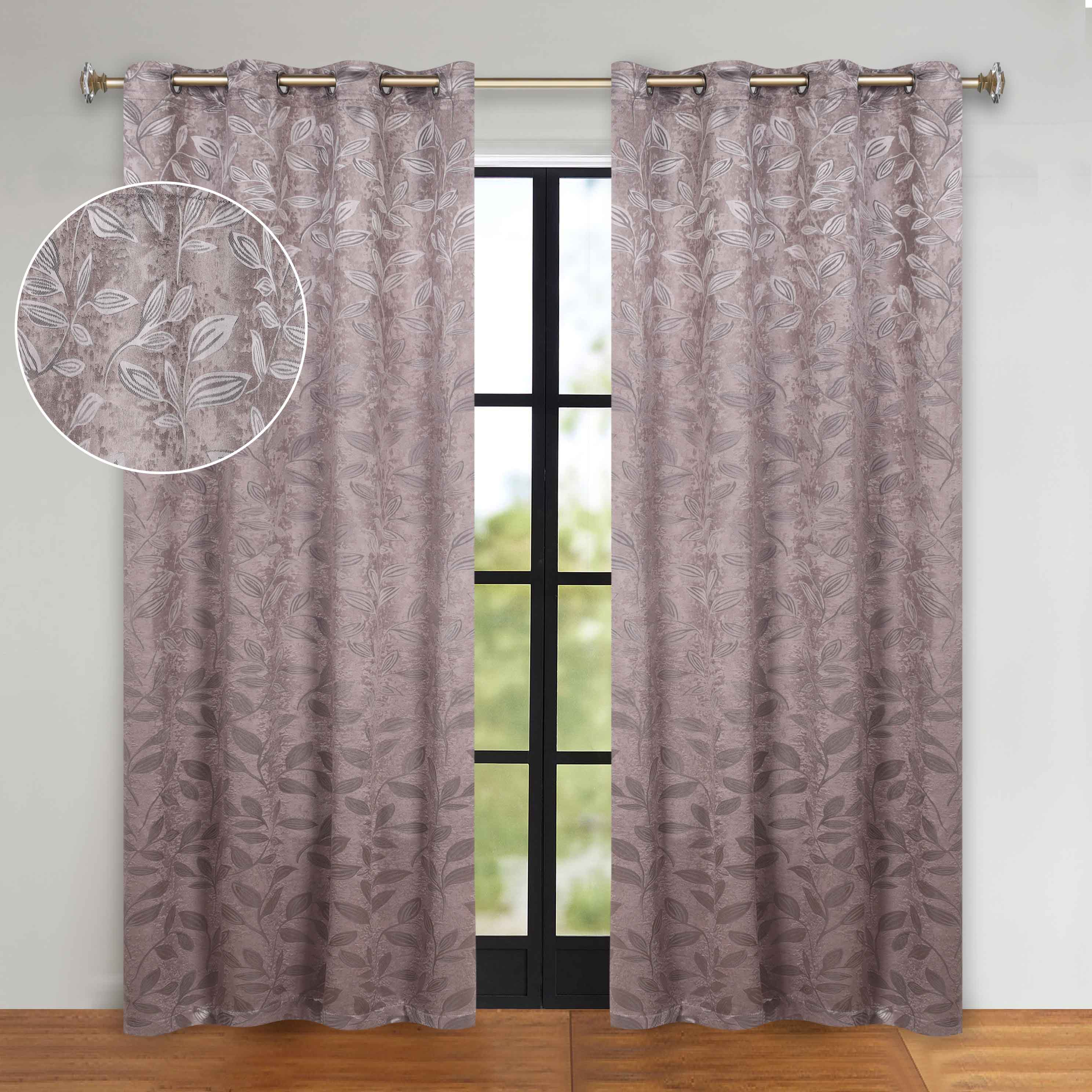 Leaves Grommet Blackout Curtains Set of 2 - Thermal Insulated Room Darkening Drapes for Bedroom & Living Room - Noise Reducing Window Treatment for Home Decor