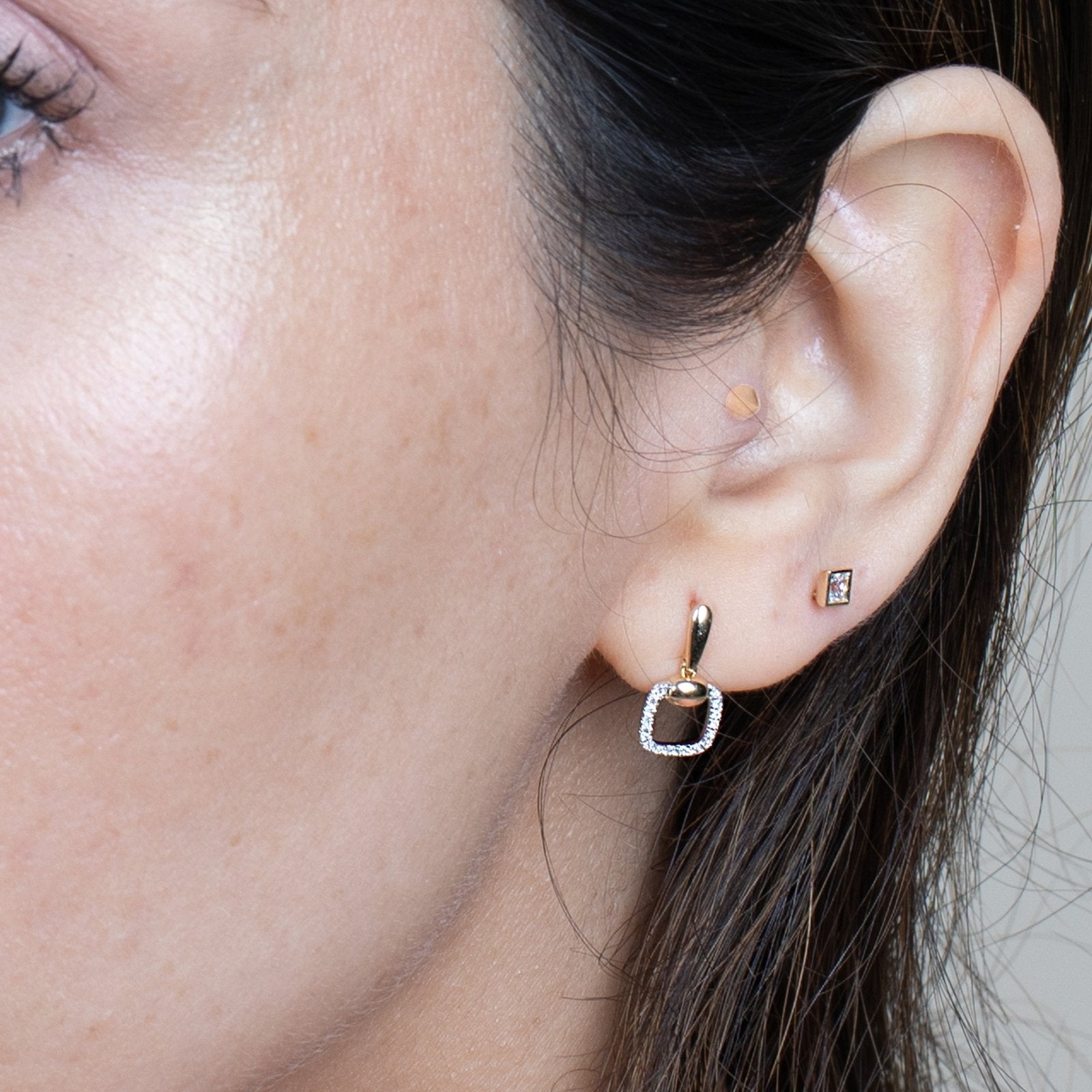14K Rose Gold Diamond Outline Drop Stud Earrings - Elegant Dainty Jewelry for Women - Perfect for Weddings, Parties & Everyday Wear
