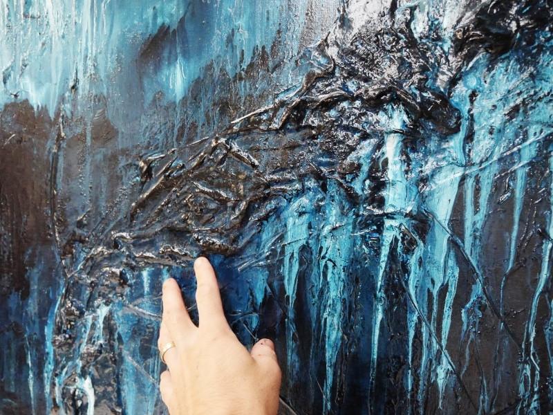 Midnight Seclusion 120cm x 120cm Blue Abstract Canvas Art - Modern Wall Decor for Living Room, Bedroom & Office