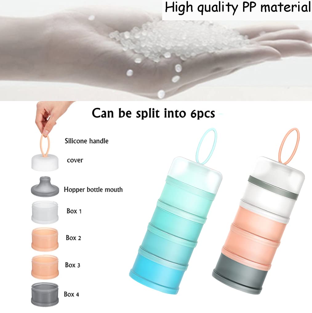 Organic Baby Formula Dispenser - 4 Layer Stackable & Portable Powder Container for Travel, BPA Free - Perfect for Milk Powder, Protein Powder, Snacks, Nuts & Small Fruits - Ideal for On-the-Go Parents, Gym & Outdoor Activities