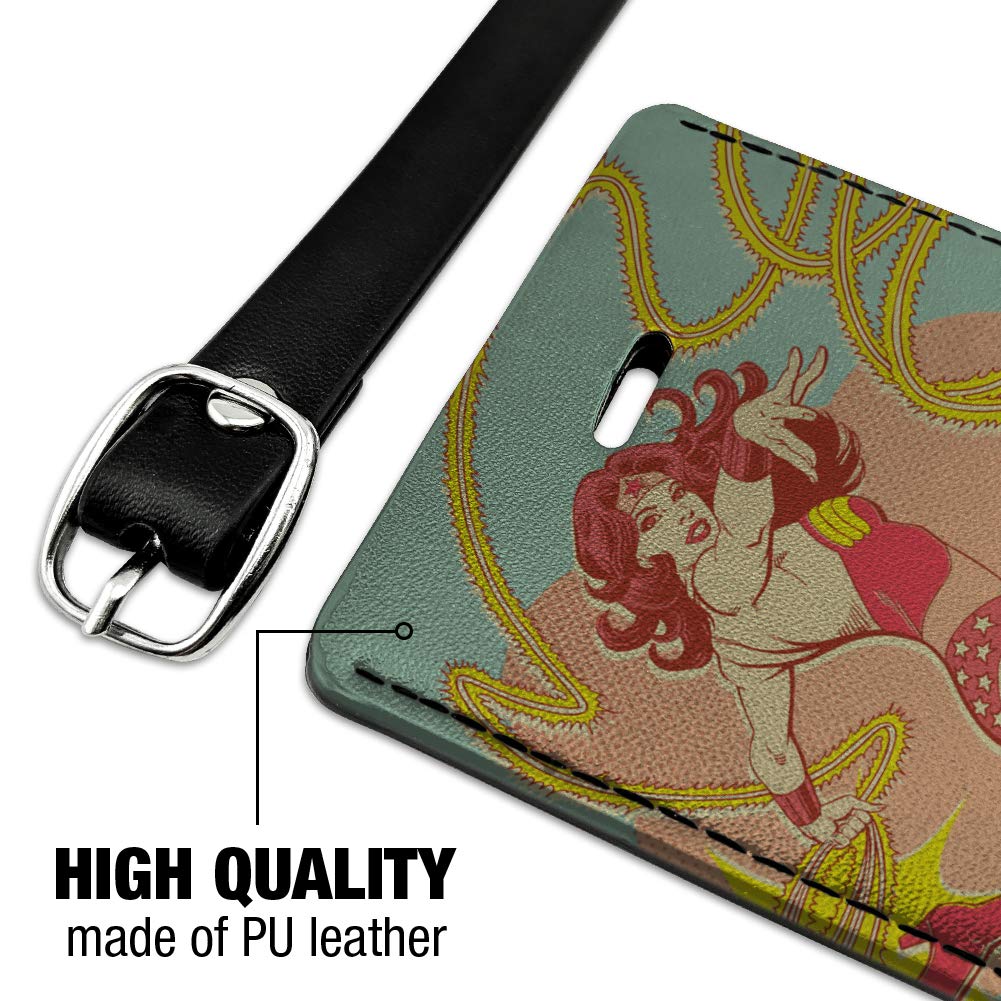 Wonder Woman Golden Lasso Leather Luggage Tag - Rectangle Carry-On ID Tag for Suitcases & Travel Bags - Perfect for Superhero Fans & Comic Conventions