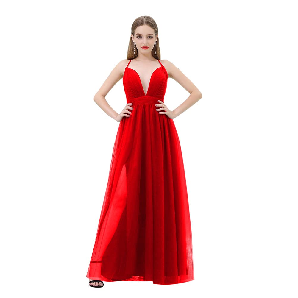 Sexy Women's Deep V-Neck Sleeveless Backless Slip Dress for Party, Ball, Evening Wear & Special Occasions | Elegant Clubwear & Night Out Outfit