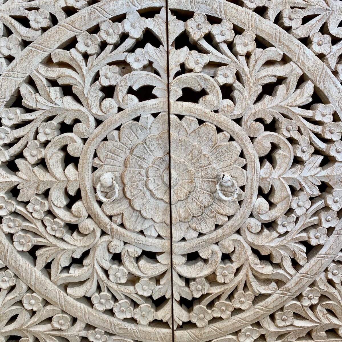 Hand Carved Wooden Four Door Sideboard - Handmade Indian Design Buffet Table for Dining Room, Living Room & Entryway Storage | Solid Wood Cabinet with Traditional Carvings